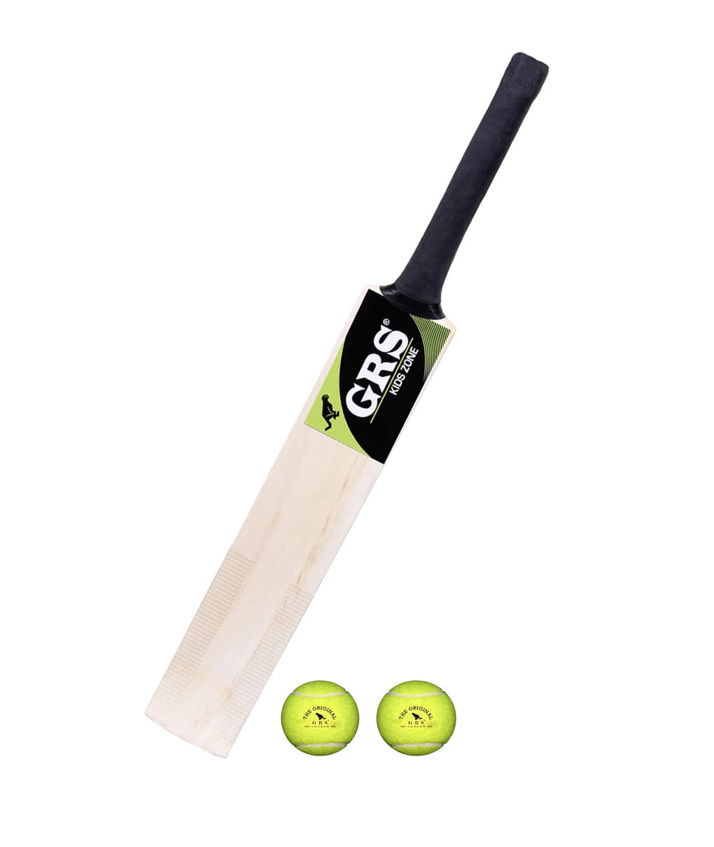 GRS® Boom Kids Zone Popular Willow Wooden Cricket Bat for Kids (Size 1 for Age Group 4-5 Years Kids) & 2 Tennies Ball