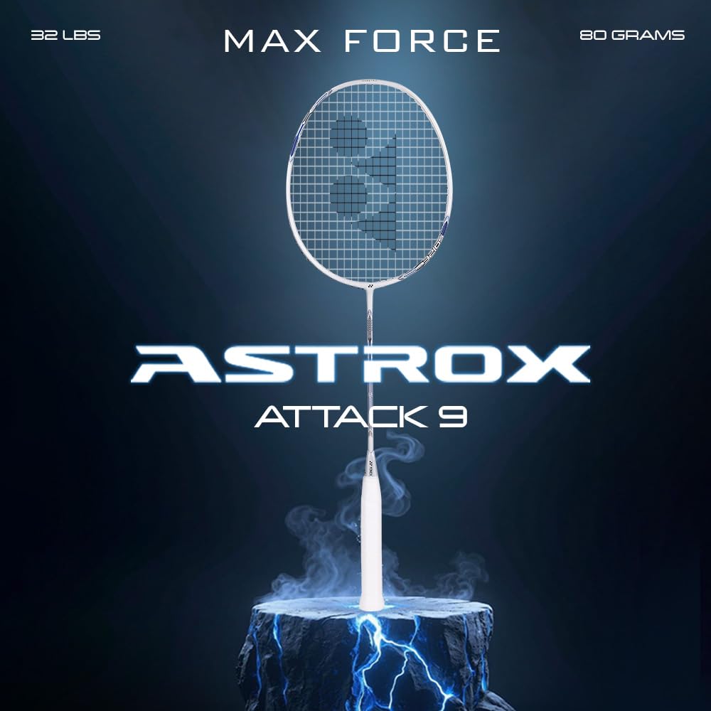 Yonex Badminton Racquet Astrox Attack 9 Pearl White G4 4U(80GMS-32LBS) (Made in India)