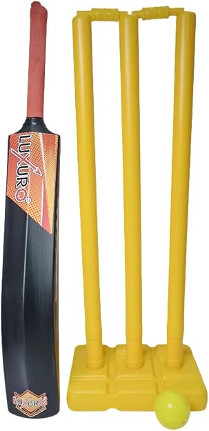 Cricket Bat Set - Plastic Bat with Ball and Stumps