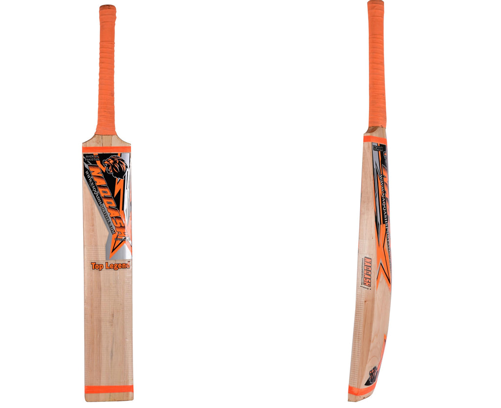 Kashmir Willow Leather Ball Cricket Bat, Orange Sticker, Adult Full Size