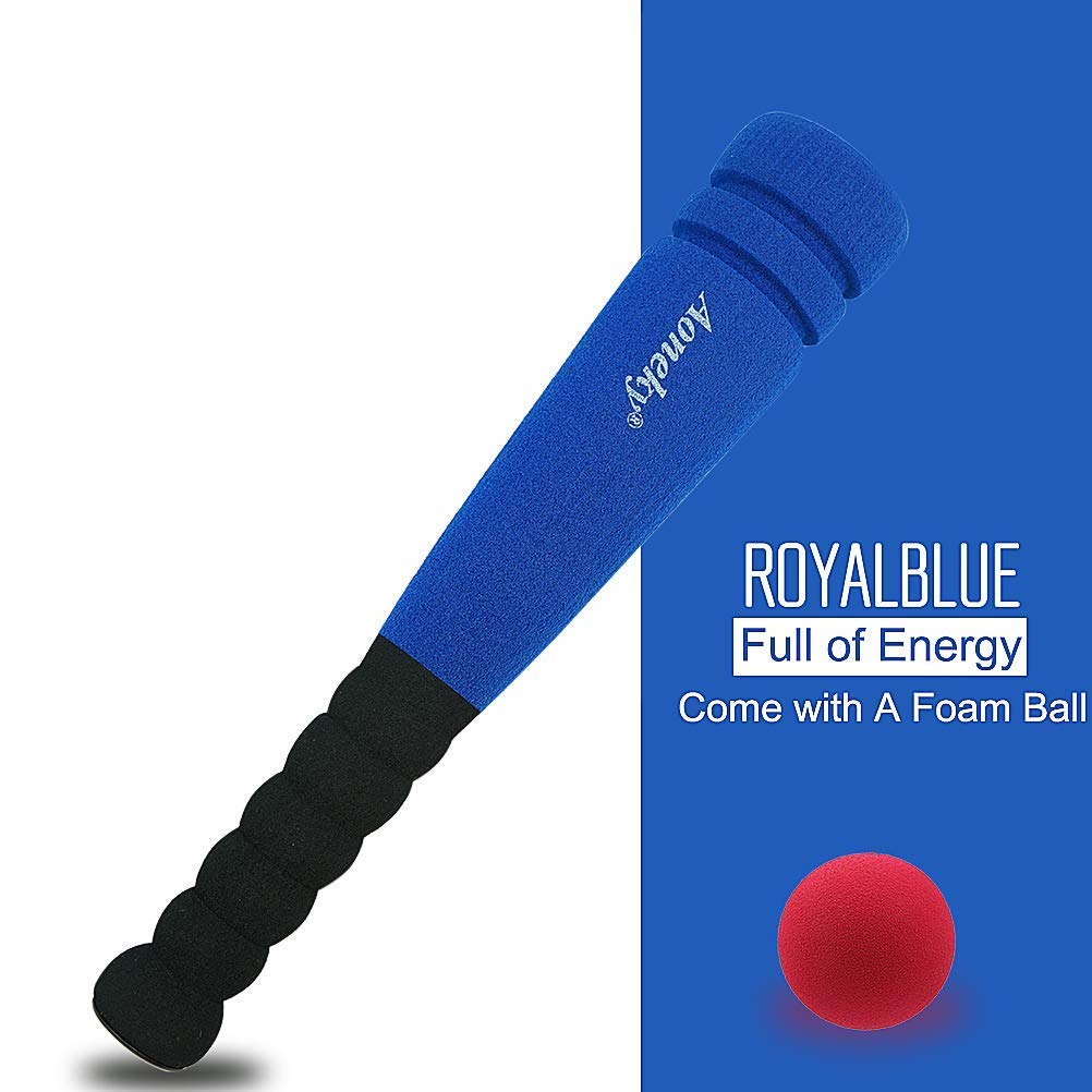Aoneky 11.8 Inch Mini Foam Baseball Bat and Ball Set for Toddlers 1-3 Years, Soft & Safe First Bat, Lightweight T-Ball Bat for Boys Girls, Indoor Outdoor Sports Toy (Blue)