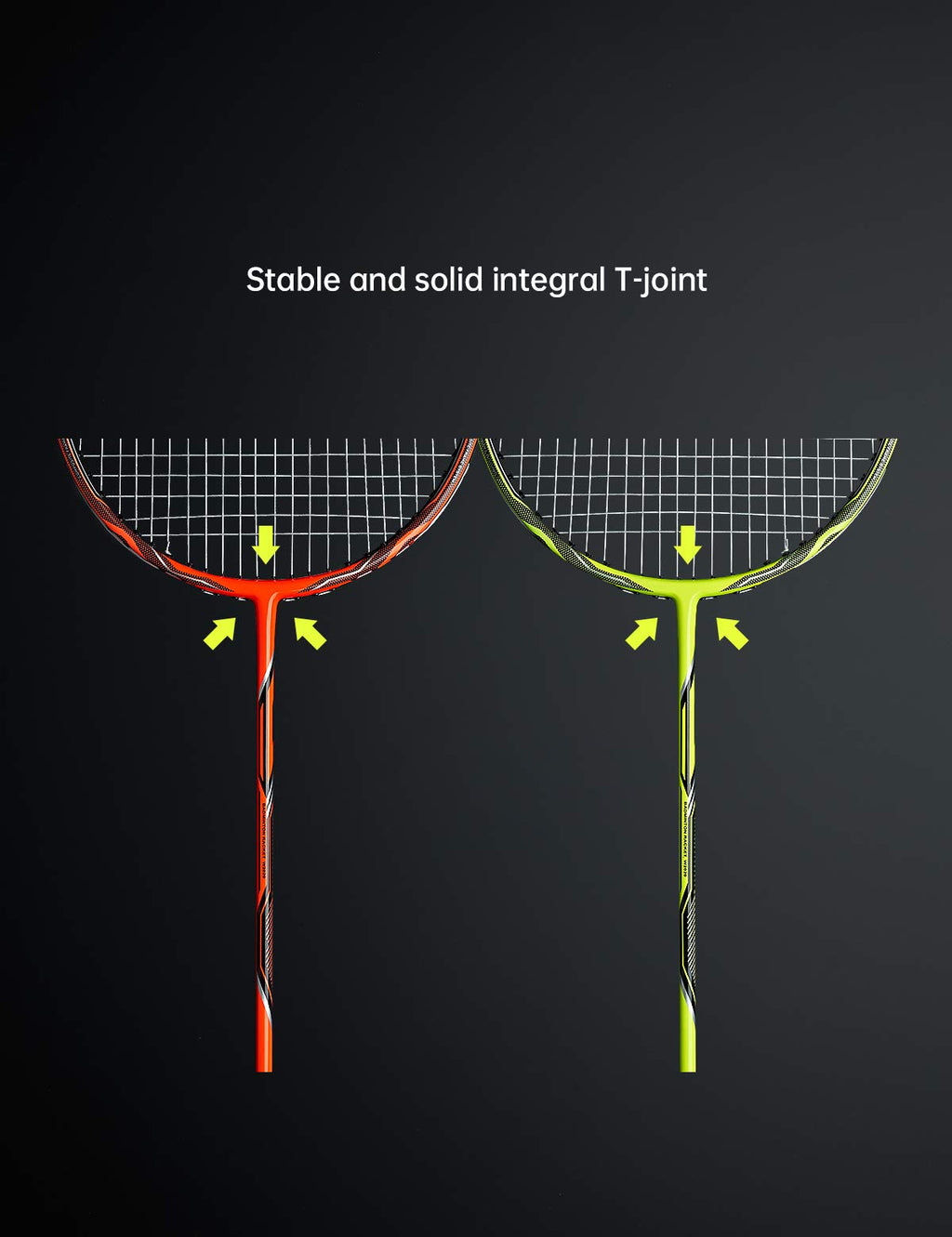 WOED BATENS -2 Player Badminton Set, Carbon Fiber Badminton Rackets Badminton Racquet for Backyards Gym with 3 Shuttlecocks 2 Grip Tape and 1 Badminton Bag, Yellow Orange