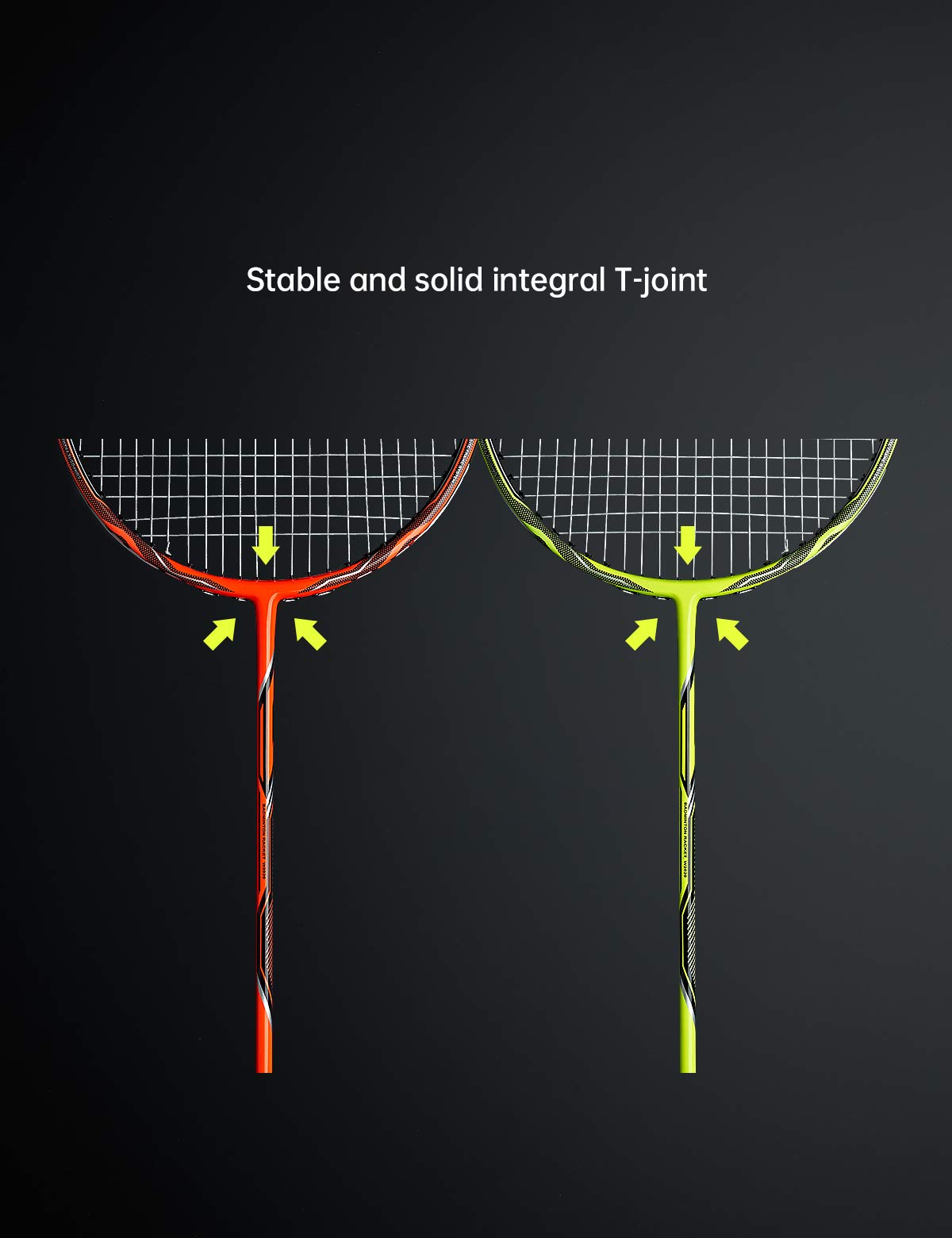 WOED BATENS -2 Player Badminton Set, Carbon Fiber Badminton Rackets Badminton Racquet for Backyards Gym with 3 Shuttlecocks 2 Grip Tape and 1 Badminton Bag, Yellow Orange
