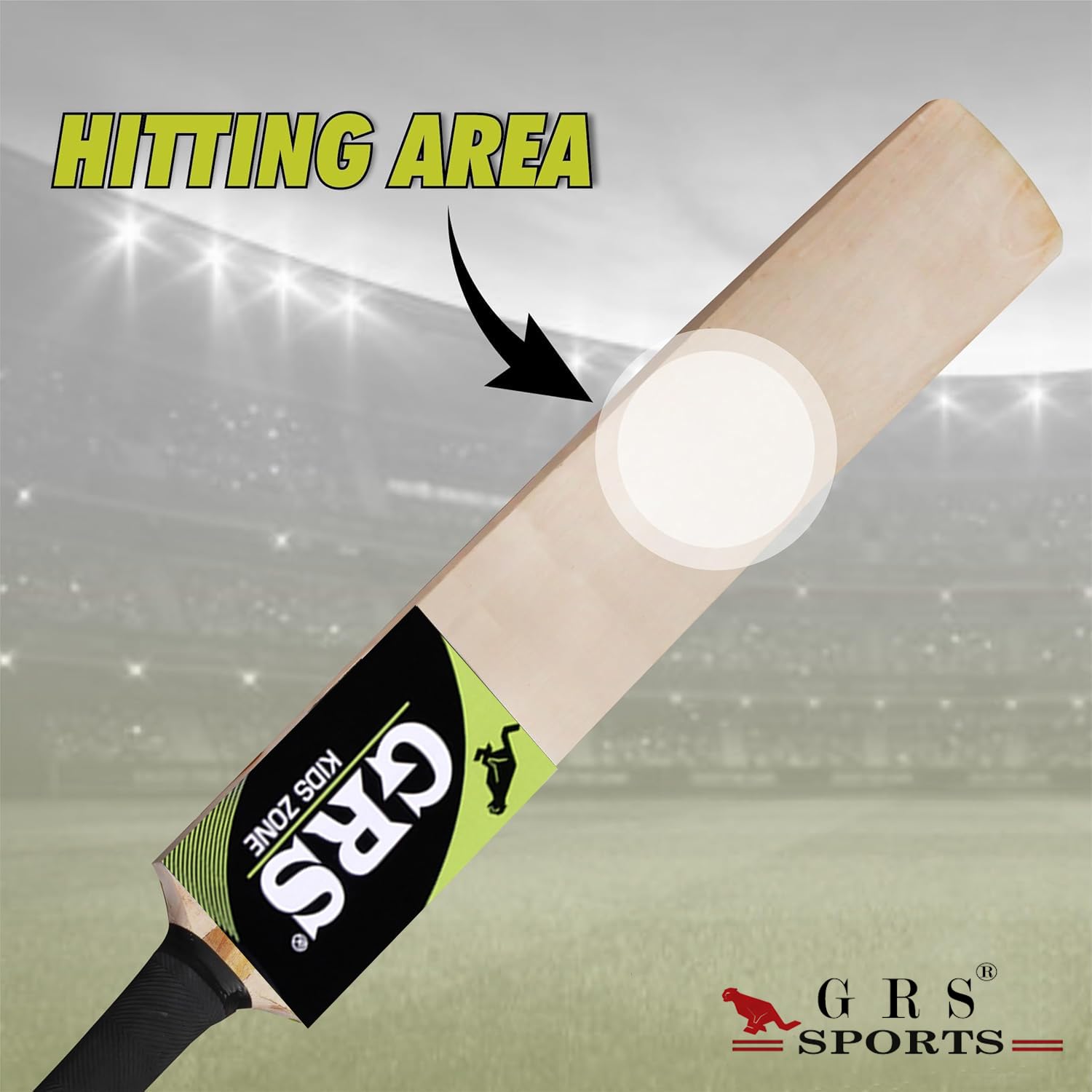 GRS Super Kids Zone Popular English Willow Cricket Bat with Wicket Set & 1 Tennis Ball for Kids (Size 3, Age 6-10 Years)