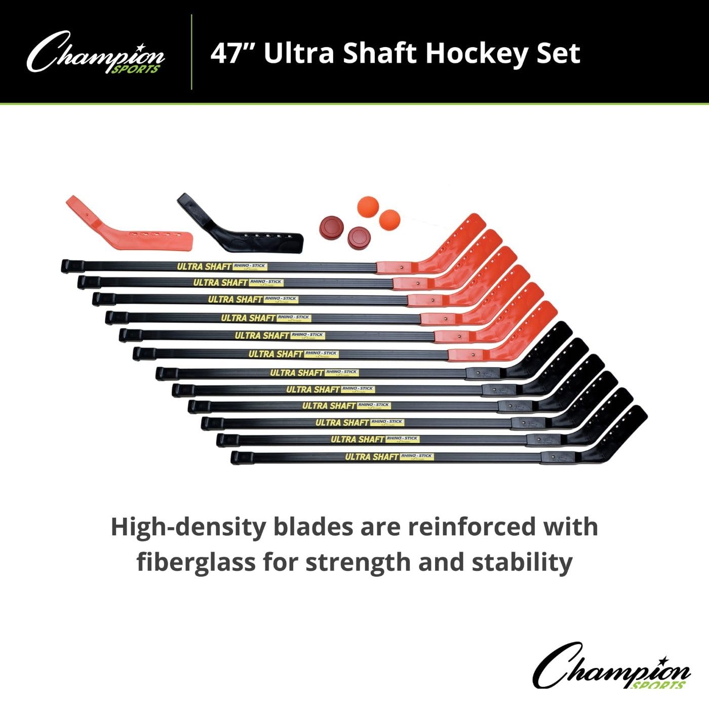 Champion Sports Ultra Shaft 18-Piece Floor Hockey Set - 47-Inch Sticks