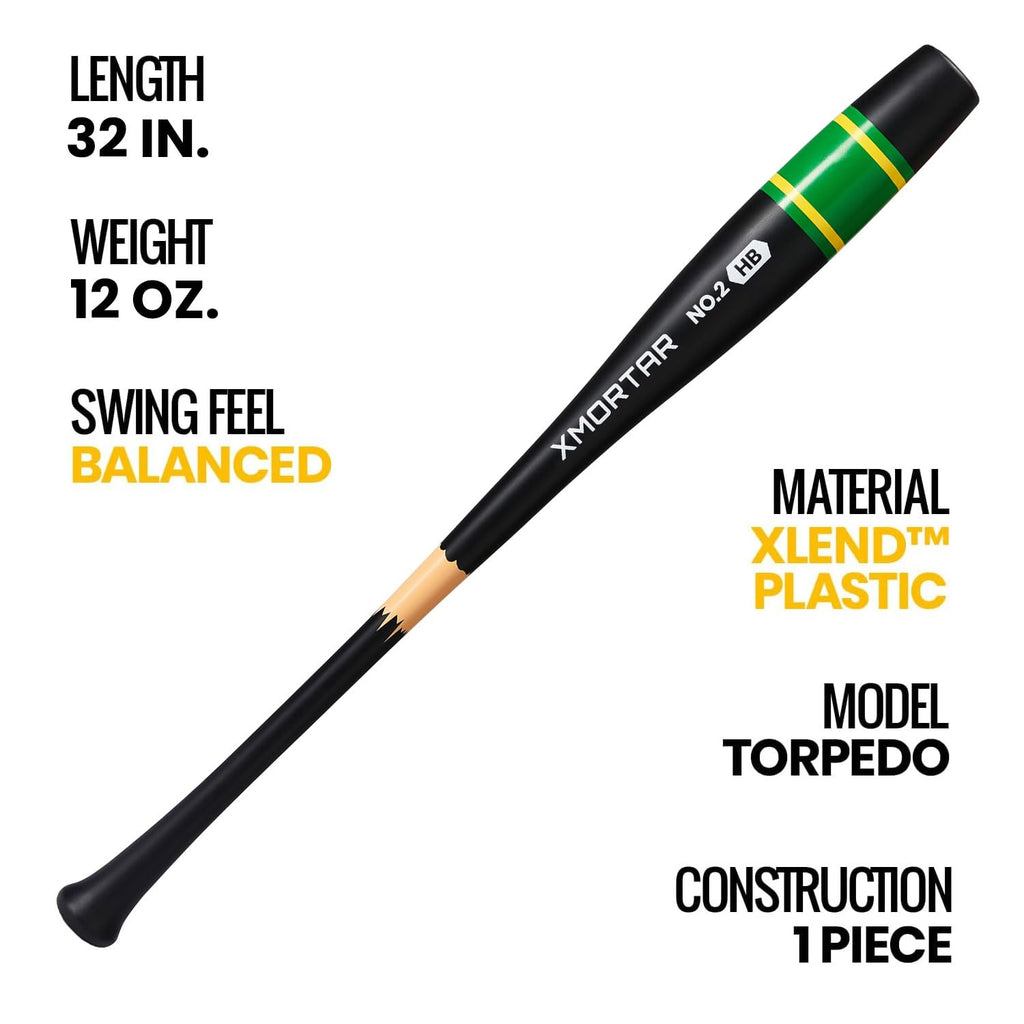 Xmortar T1 Pro Plastic Torpedo Bat for Backyard Baeball Game - 32 in / 12 oz (Black Pencil)