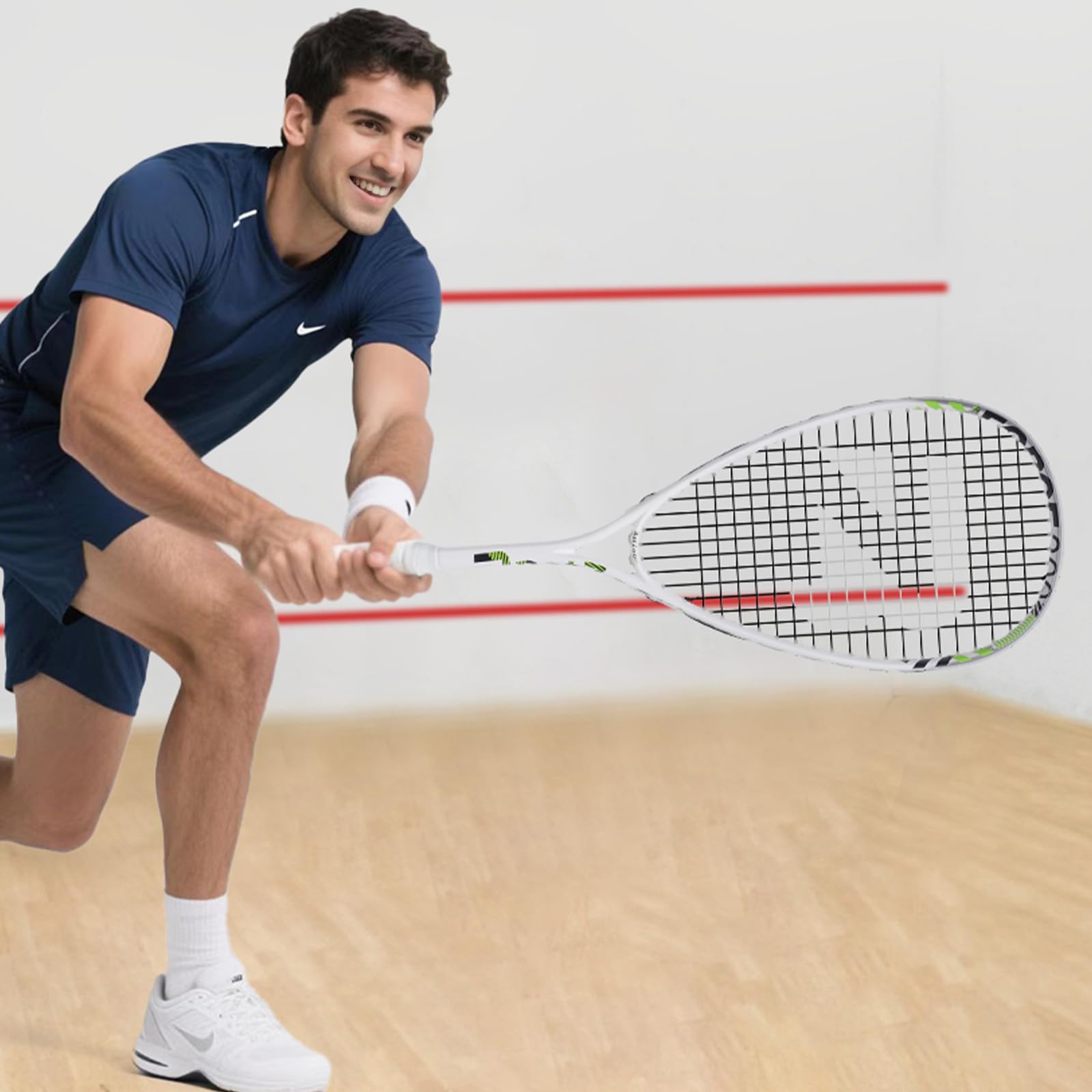BatZoom Squash Racket for Beginners – Heavy Duty Training Squash Racquet for Adults, Pre-Strung with Comfortable Grip & Shock Absorption - Includes Carrying Bag