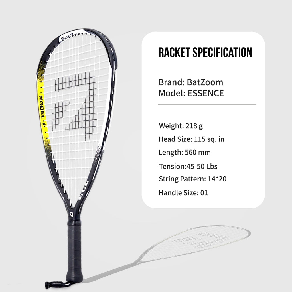 BatZoom Racquetball Racket with Cover, One-Piece Construction and Lightweight Design for Enhanced Control & Power - Perfect for Beginners and Intermediate Players