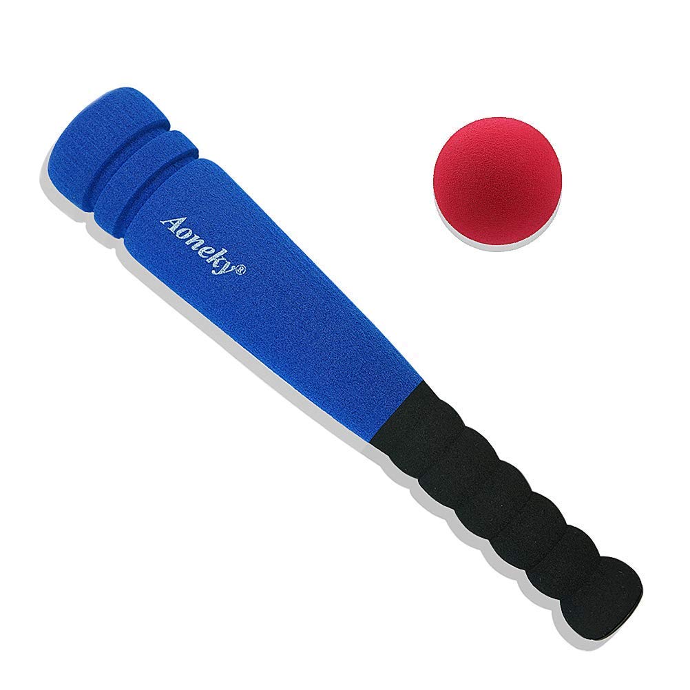 Aoneky 11.8 Inch Mini Foam Baseball Bat and Ball Set for Toddlers 1-3 Years, Soft & Safe First Bat, Lightweight T-Ball Bat for Boys Girls, Indoor Outdoor Sports Toy (Blue)