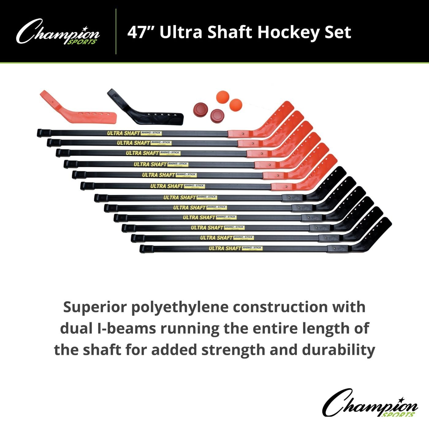 Champion Sports Ultra Shaft 18-Piece Floor Hockey Set - 47-Inch Sticks