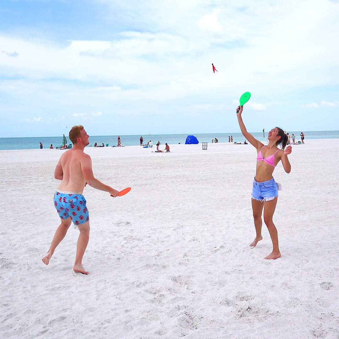 Jazzminton Select Paddle Ball Game with Carry Bag - Indoor Outdoor Toy - Play at The Beach, Lawn or Backyard - 2 Wooden Racquets - 4 Shuttlecocks - 1 Ball