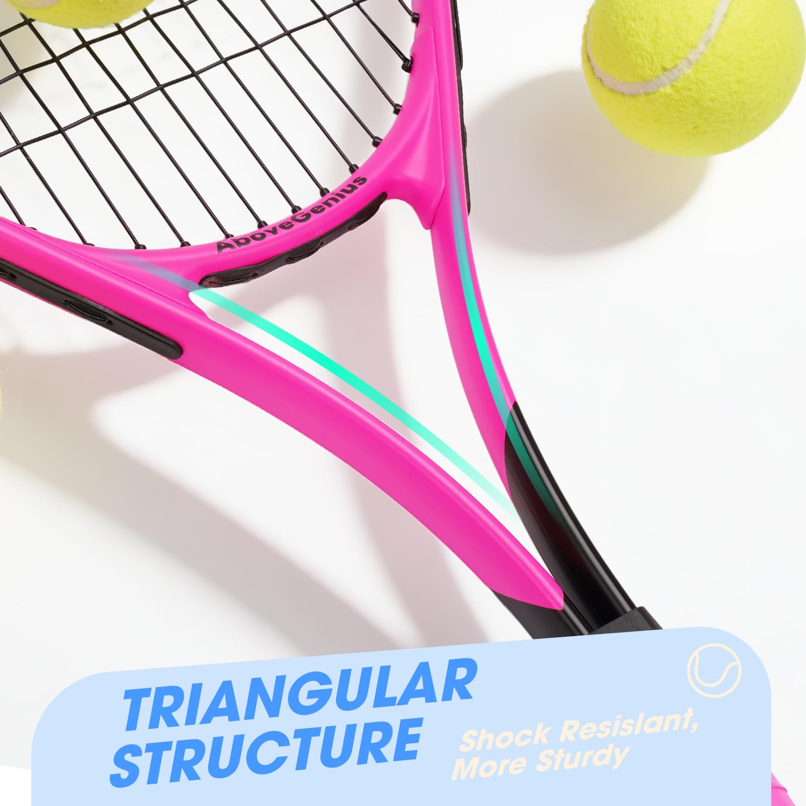 AboveGenius 27-Inch Tennis Rackets, 2 Pack with Balls and Bag, Blue/Pink