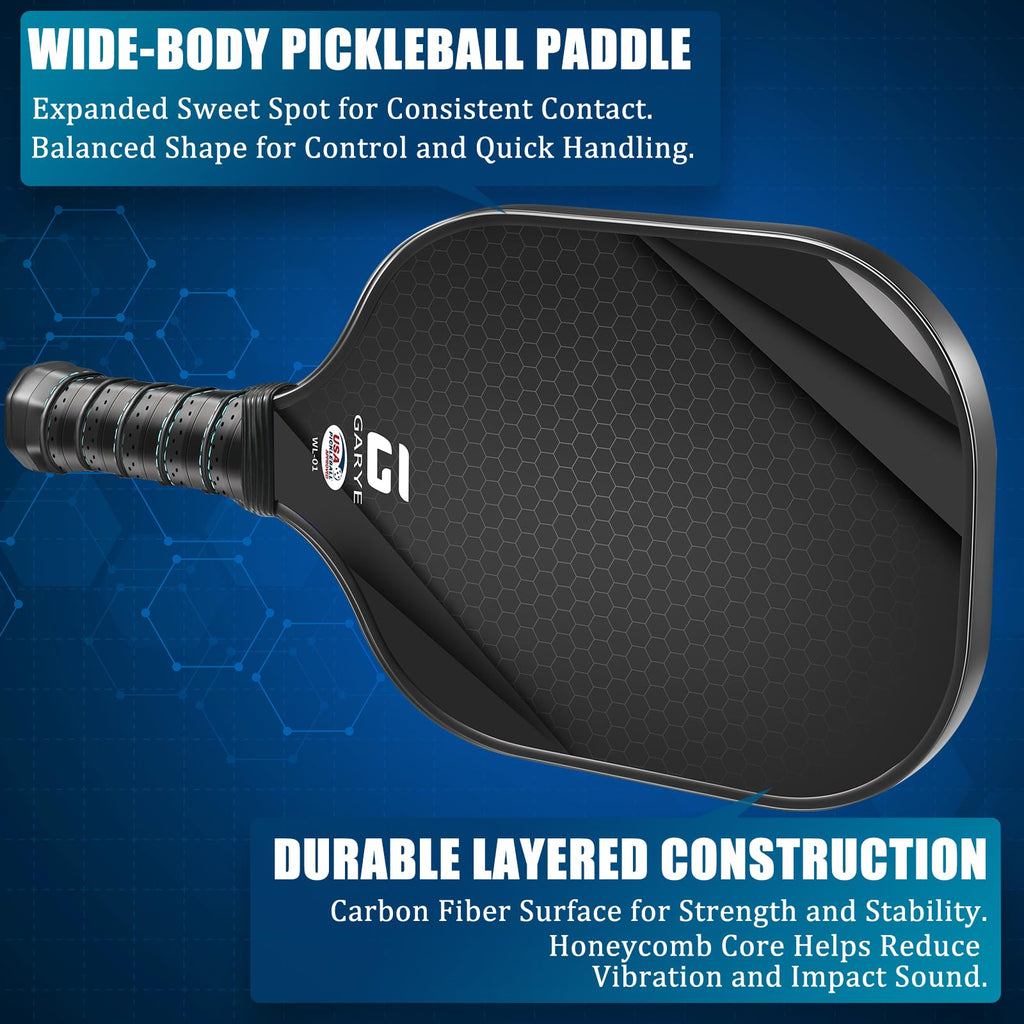 GARYE Pickleball Paddles Set of 2/4, USAPA Approved Carbon Fiber Pickleball Set, Lightweight Pickle Ball Rackets 2/4 Pack with 6 Balls, 1 Bag, Pair of Grip Tapes, Pickle Ball Paddle for Men and Women