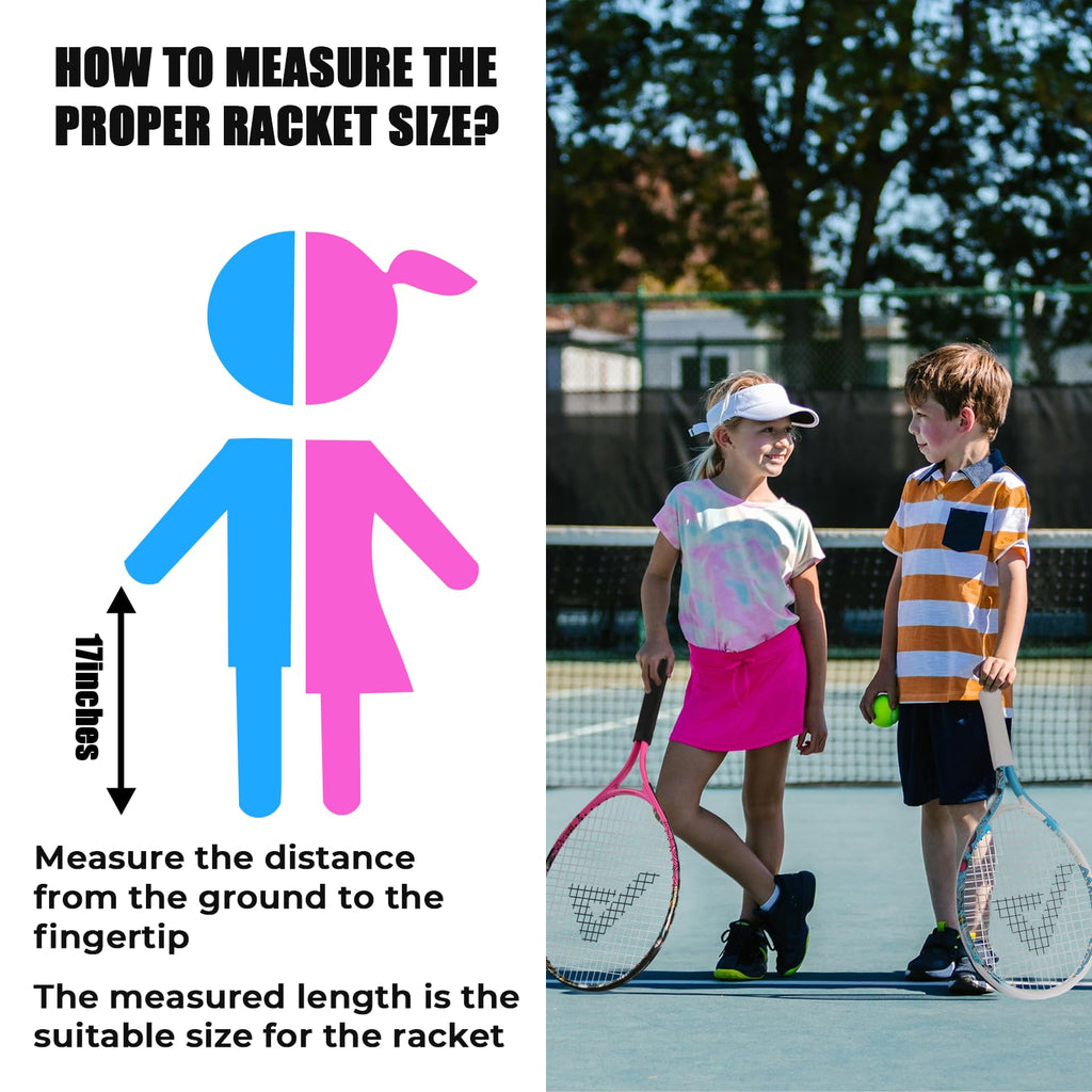 AMA SPORT Kids Tennis Racket for Junior Toddlers Starter Kit 17" Pink for Girl Toddlers with Shoulder Strap Bag (Baby Pink, 17)