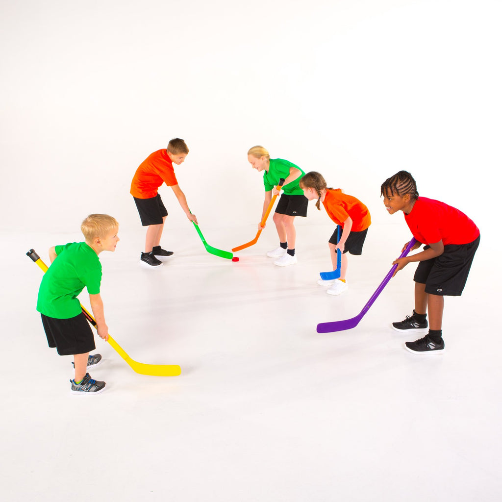 Cosom Elementary Plastic Hockey Sticks for Floor Hockey, Ice Hockey, and Street Hockey for Kids, Youth Hockey Training Equipment, Physical Education Equipment, Plastic 36" Stick, Standard Shaft Yellow