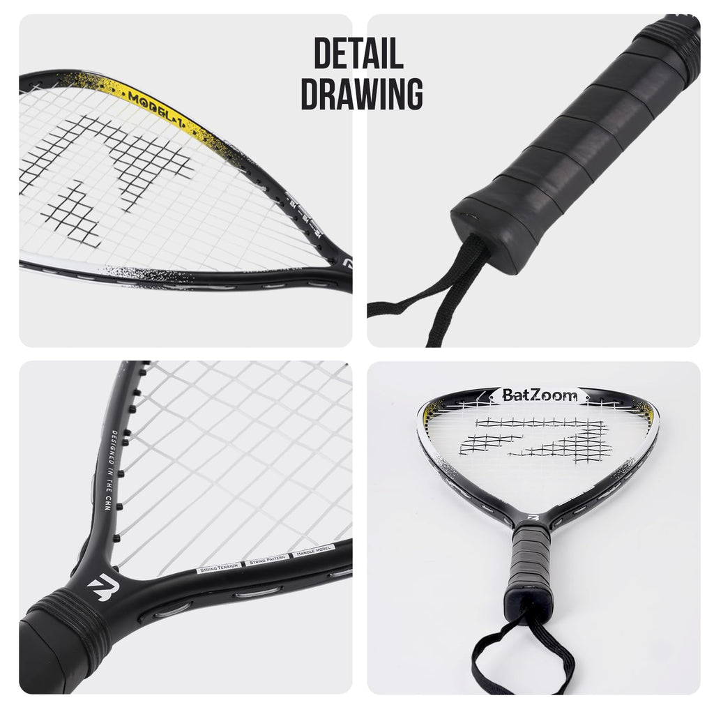 BatZoom Racquetball Racket with Cover, One-Piece Construction and Lightweight Design for Enhanced Control & Power - Perfect for Beginners and Intermediate Players