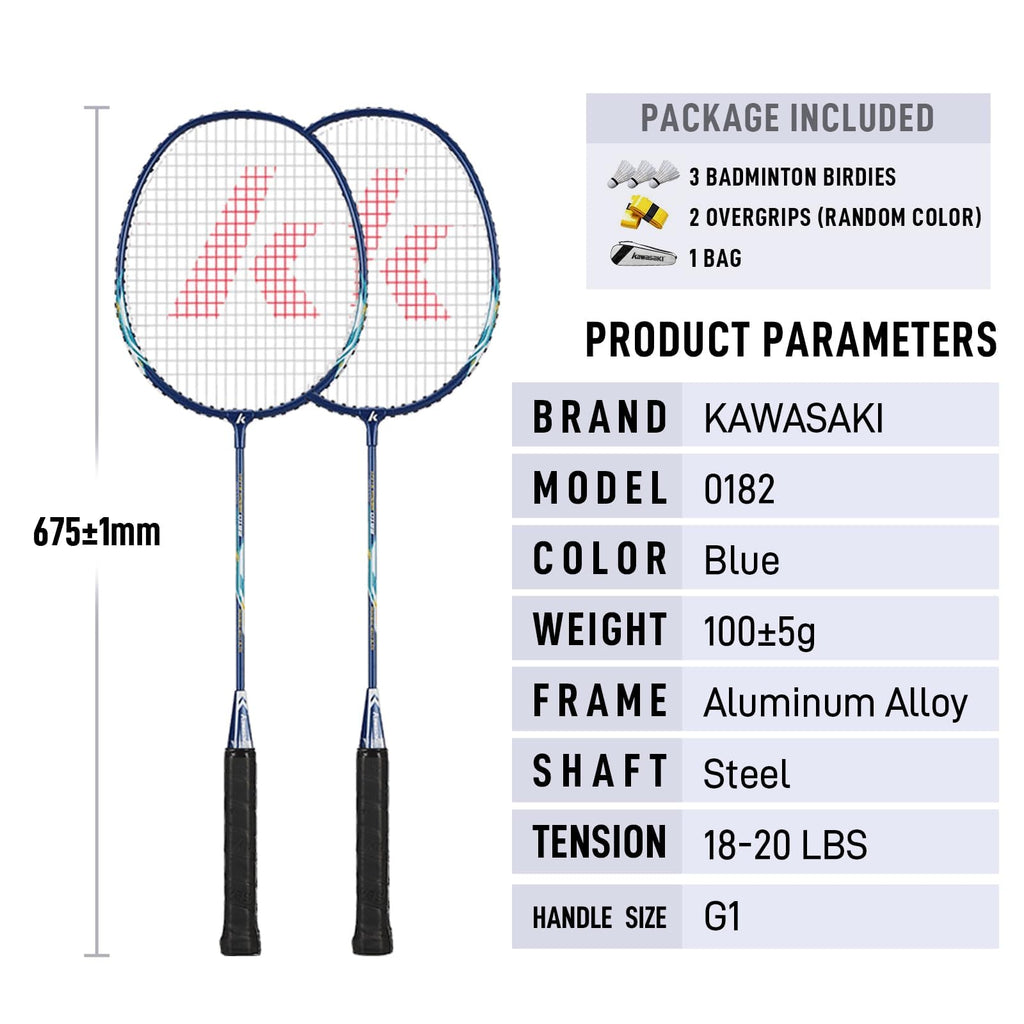 Badminton Racket Professional Badminton Sets of 2 Lightweight Badminton Rackets for Backyard with 3 Shuttlecocks, 2 Racquet Overgrips & Carrying Bag for Training, Sports(Blue)
