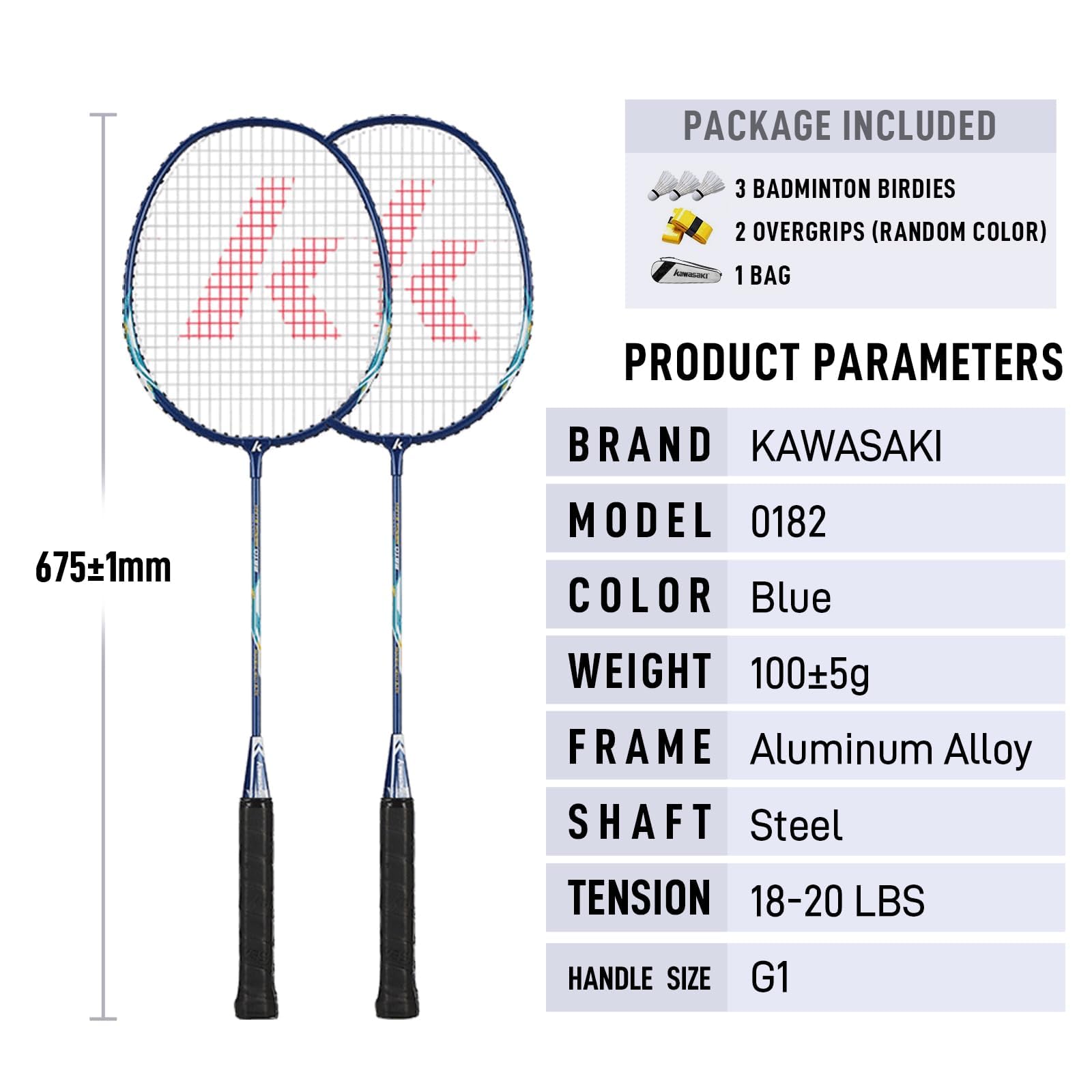 Badminton Racket Professional Badminton Sets of 2 Lightweight Badminton Rackets for Backyard with 3 Shuttlecocks, 2 Racquet Overgrips & Carrying Bag for Training, Sports(Blue)
