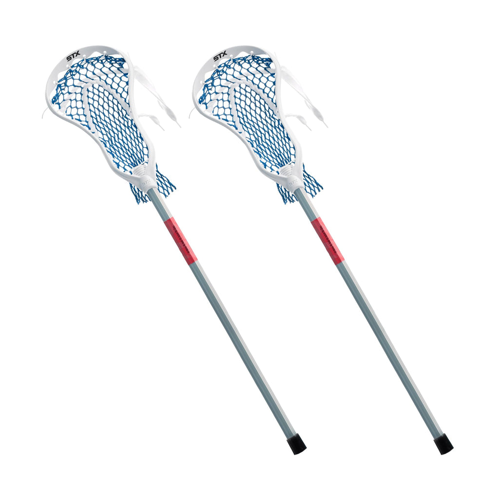 STX FiddleSTX Three Player Game Set with Two Field Player Sticks One Goalie Stick Mini Goal and Balls , White/Grey