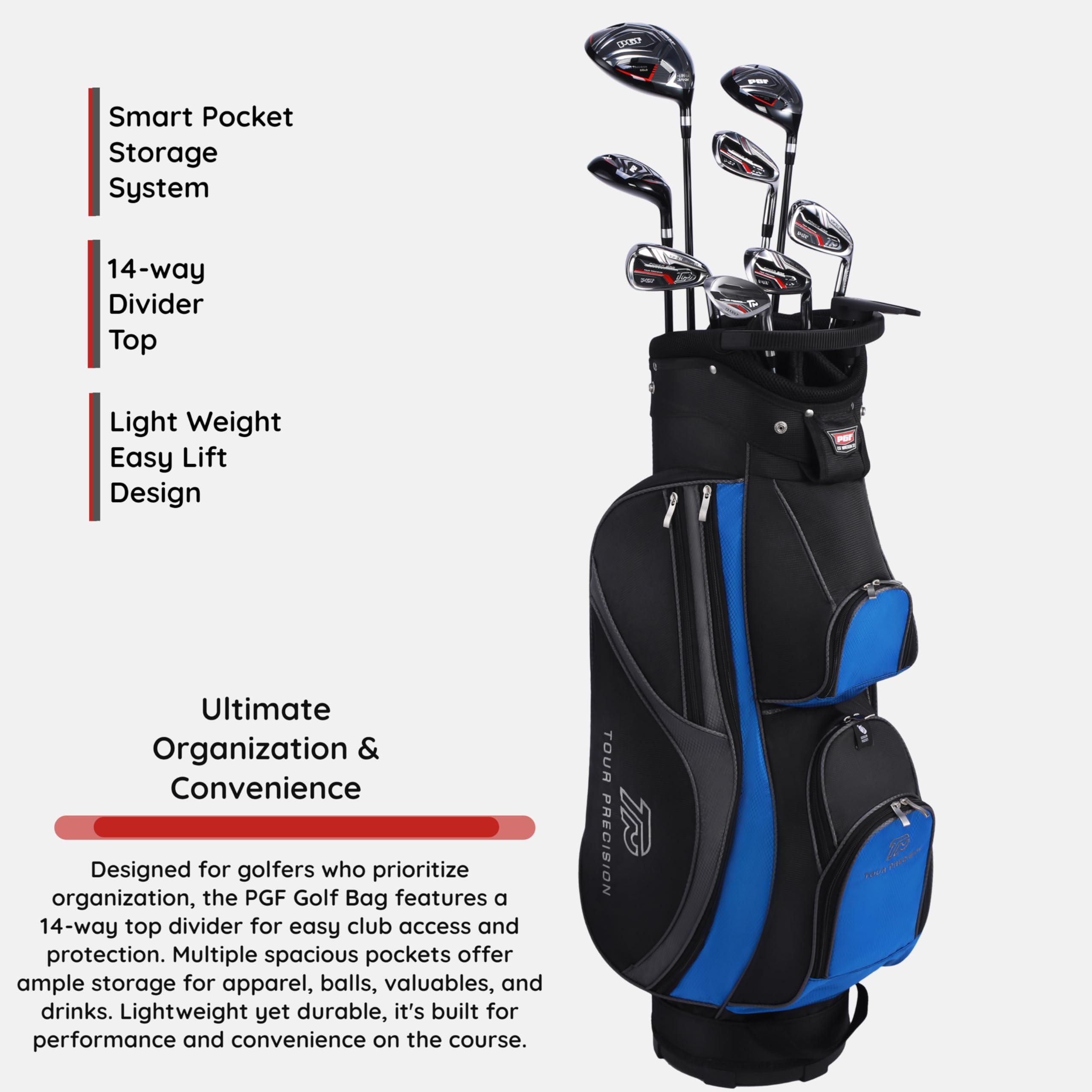 PGF Men's Gold TP Complete Golf Club Package Set [11-Pieces] [Hand: Right] [Length: Standard]