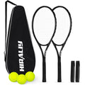 HIRALIY 27-Inch Tennis Rackets, 2 Pack with Balls, Overgrips and Bag, Black