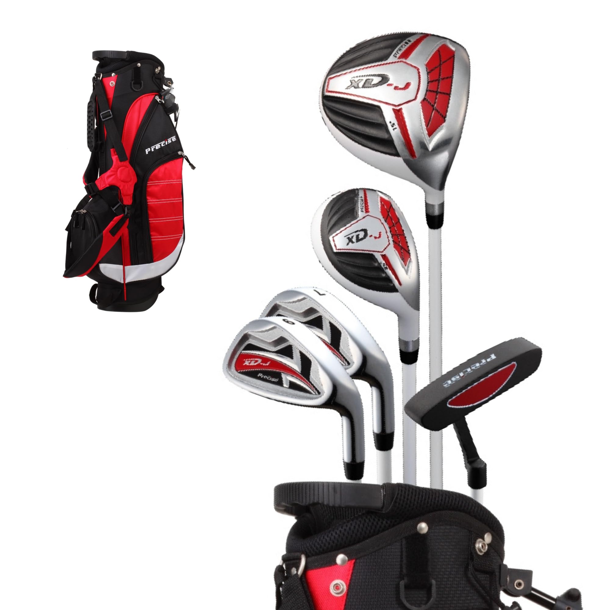 Precise XDJ - Junior Complete Golf Club Set - Red Ages 6-8, Right Hand