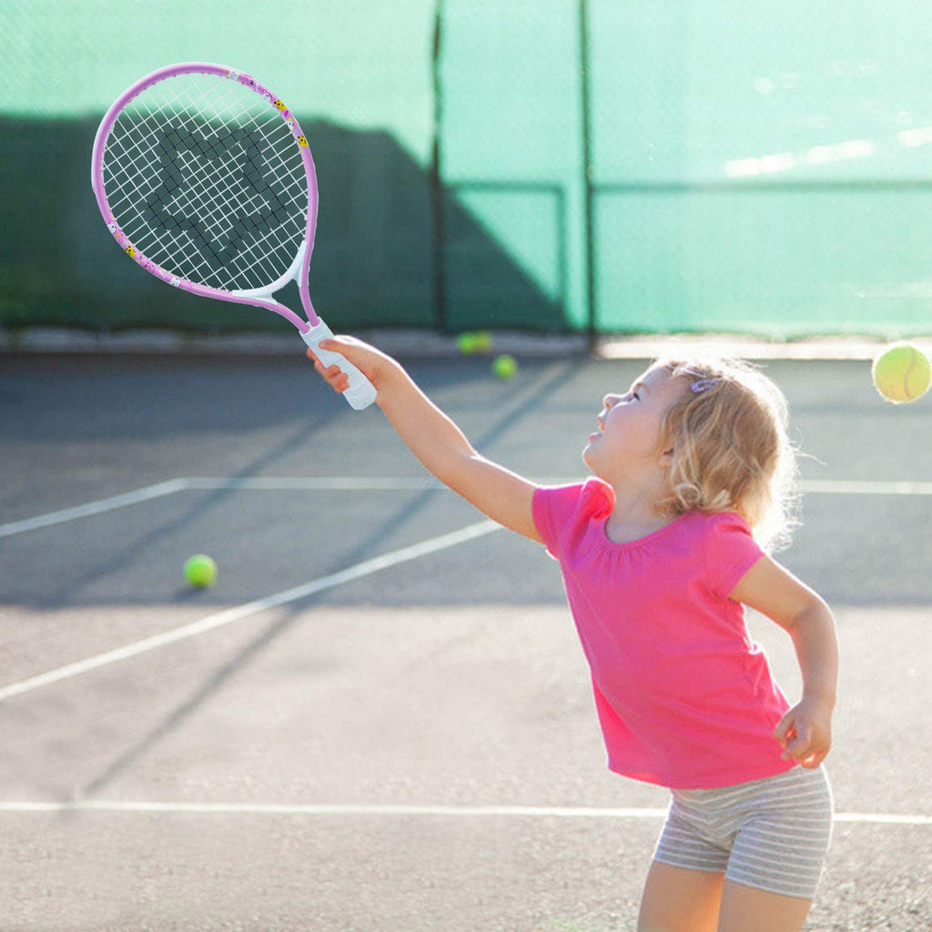 AMA SPORT Kids Tennis Racket for Junior Toddlers Starter Kit 17" Pink for Girl Toddlers with Shoulder Strap Bag (Baby Pink, 17)