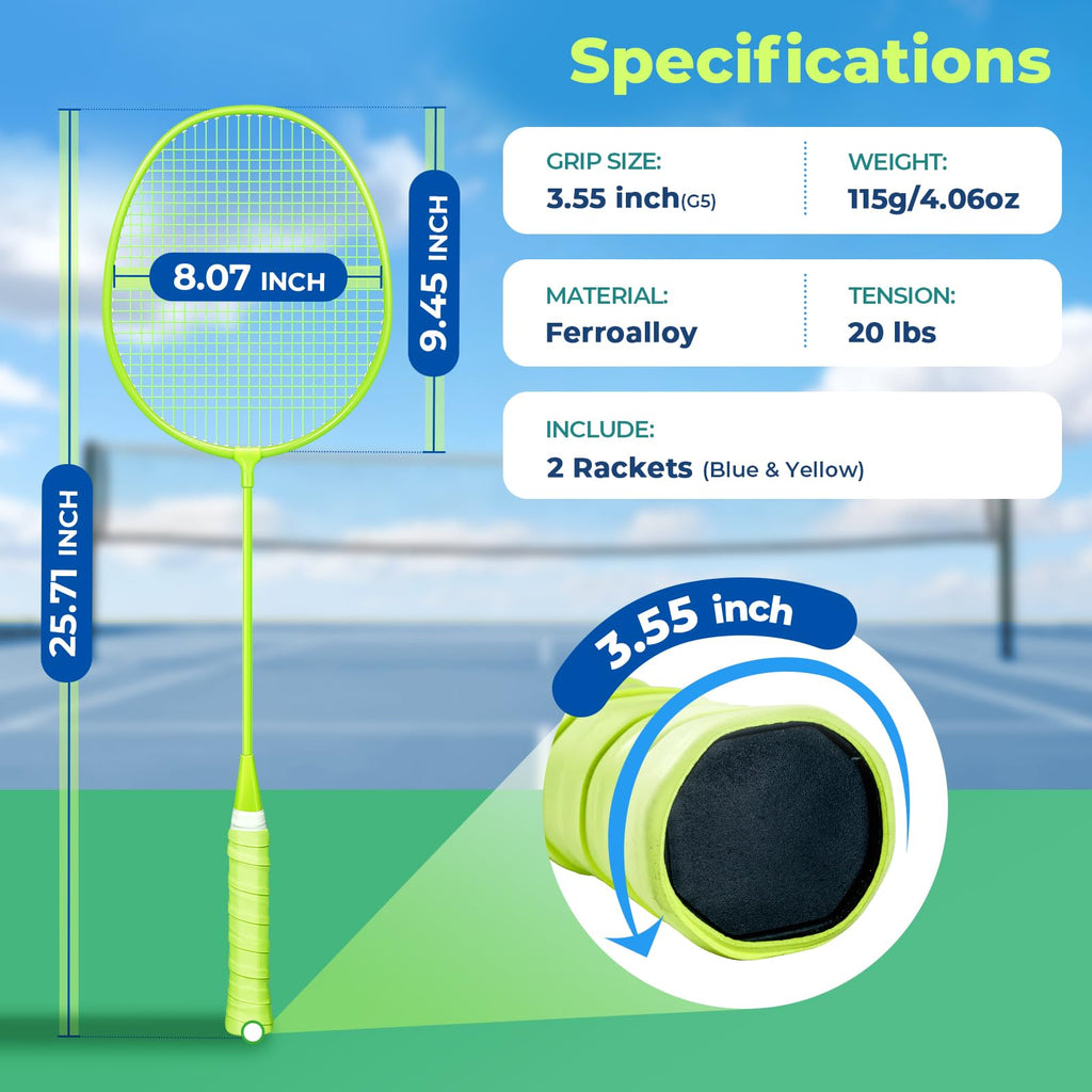 AboveGenius Lightweight Badminton Set, 2 Rackets