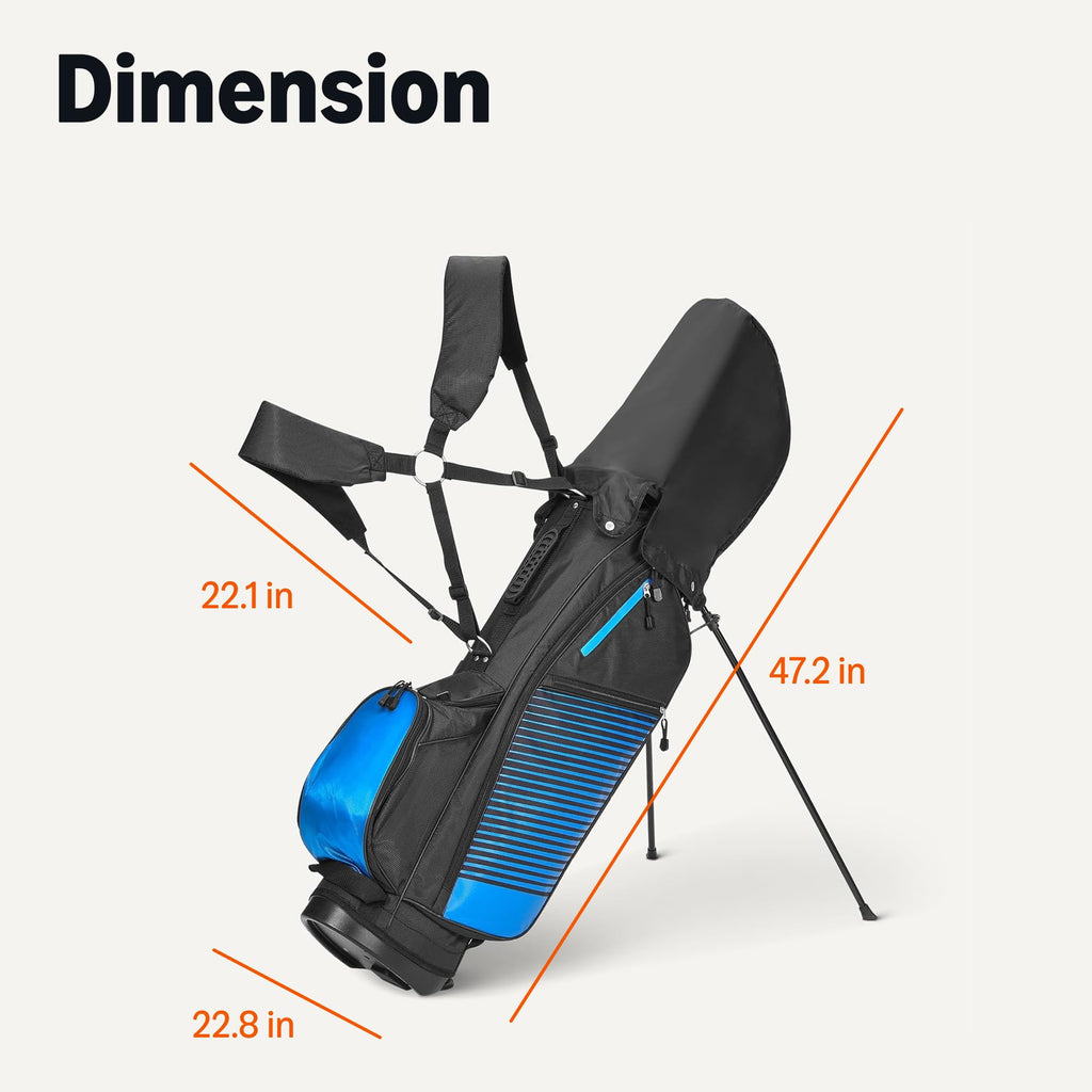 Amazon Basics Golf Club Set, 6- Piece with Stand Bag, Oversized Clubface, Low Center of Gravity, Right Handed, Blue/Black