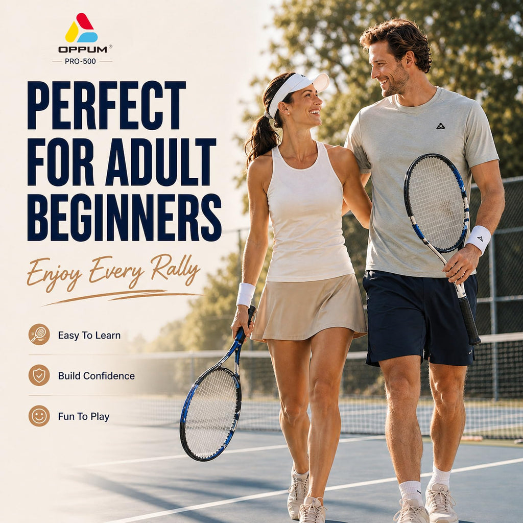 OPPUM Adult Tennis Racket Set of 2, 27 Inch Pre-Strung for Beginners