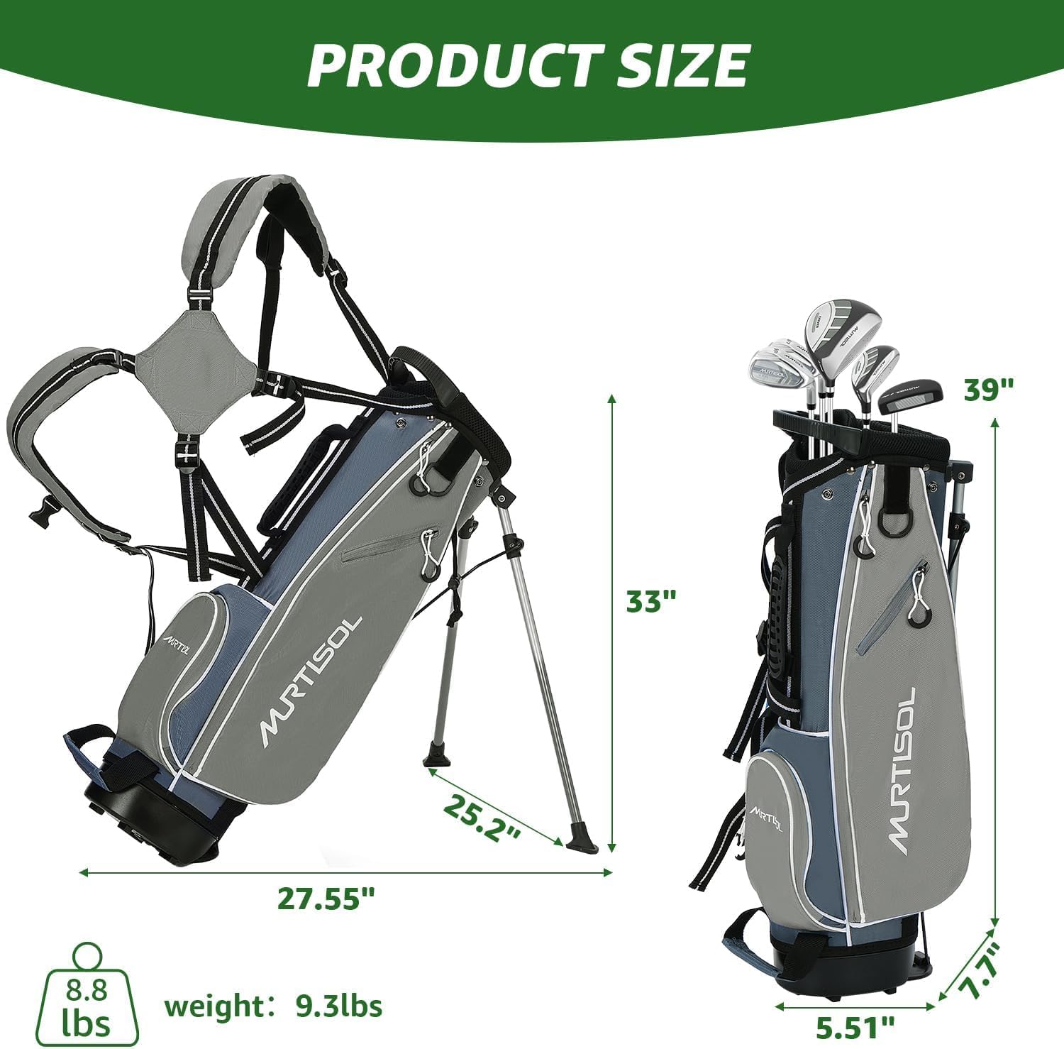 6 Pieces Kids Golf Club Set, Junior Golf Club Set Ages 4-12 Includes Stand Bag, 1# Drive, 5# Hybrid, 6/7#, 9/P# Irons and Putter Right Hand for Boys Girls,Magenta,6-10 Ages