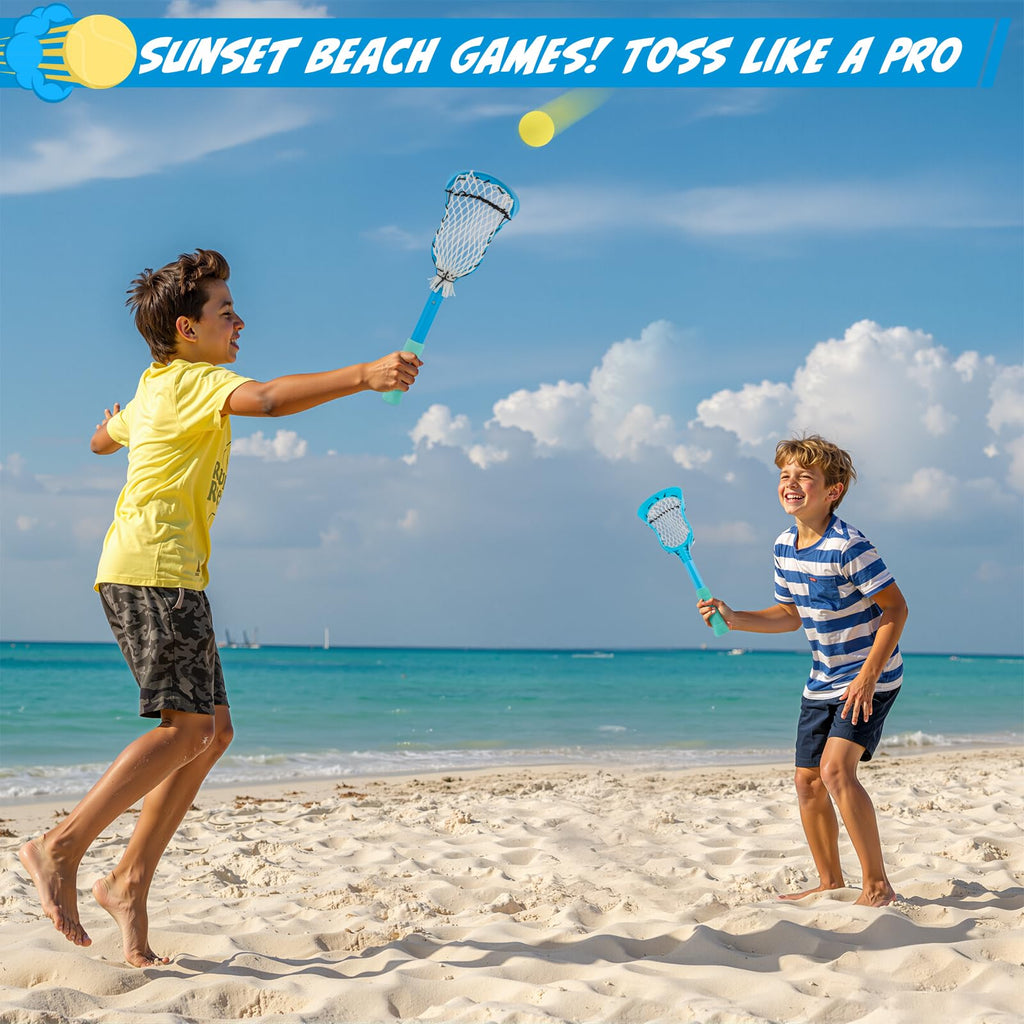 Foayex Adjustable Mini Lacrosse Sticks Set Kids Outdoor Toys Ages 3-8