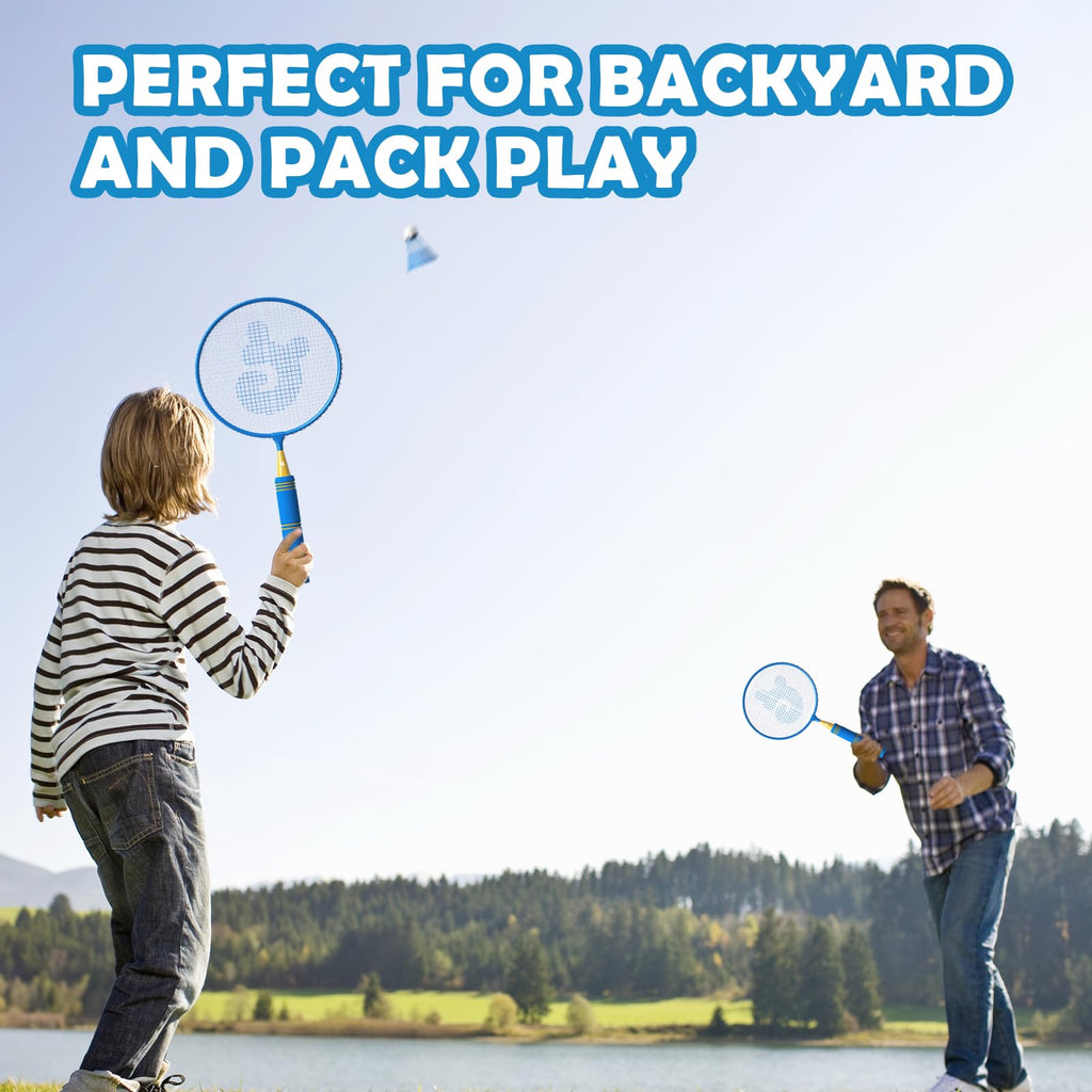 Kids Badminton Rackets Set with Soft Grip, Oversize & Lightweight Racquet