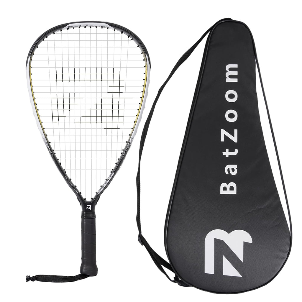 BatZoom Racquetball Racket with Cover, One-Piece Construction and Lightweight Design for Enhanced Control & Power - Perfect for Beginners and Intermediate Players
