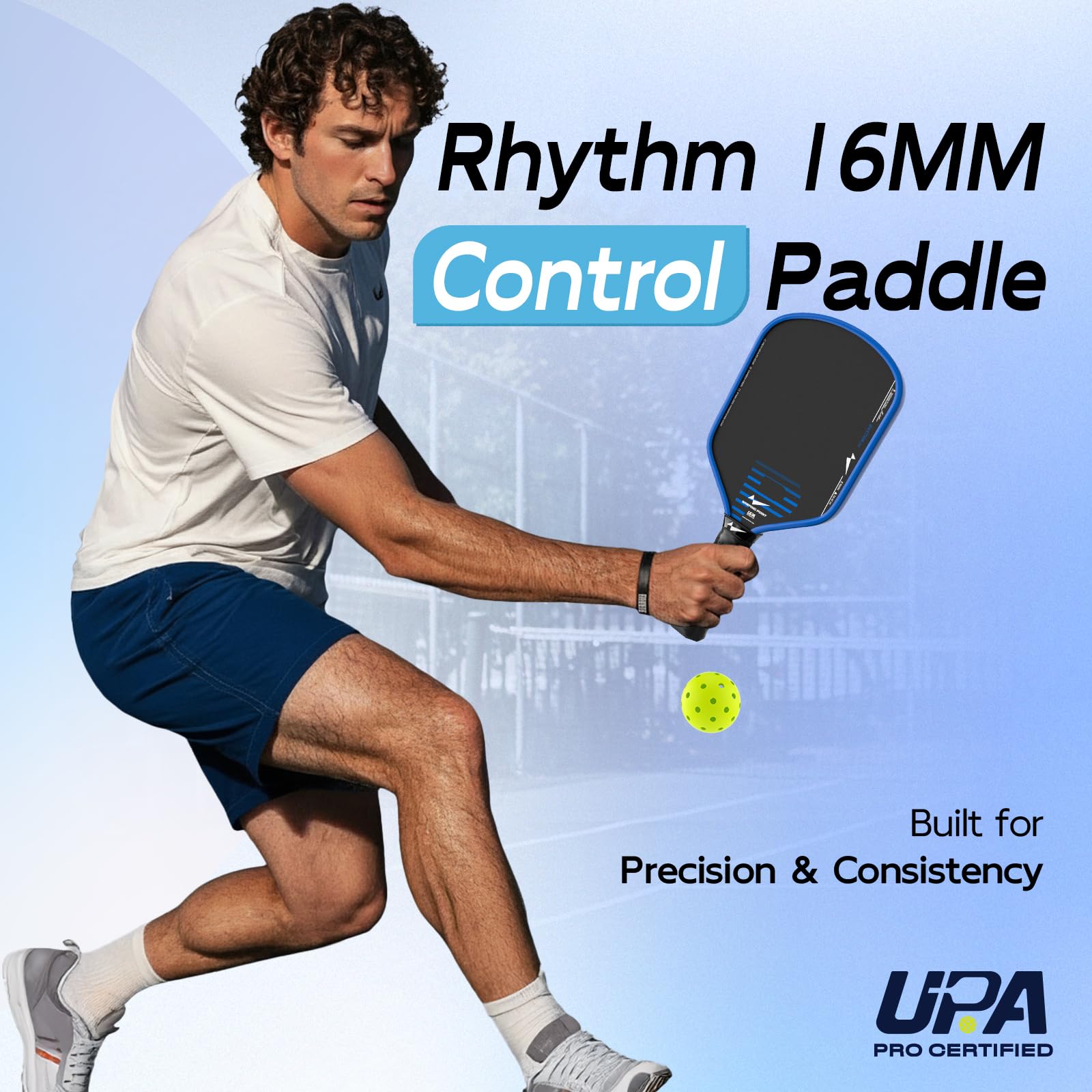 Warping Point Rhythm 16MM Pickleball Paddle, UPA-A Approved Carbon Fiber Paddle, Thermoformed Design with MaxCell Honeycomb Core, Design for Precision Control & Consistent Power