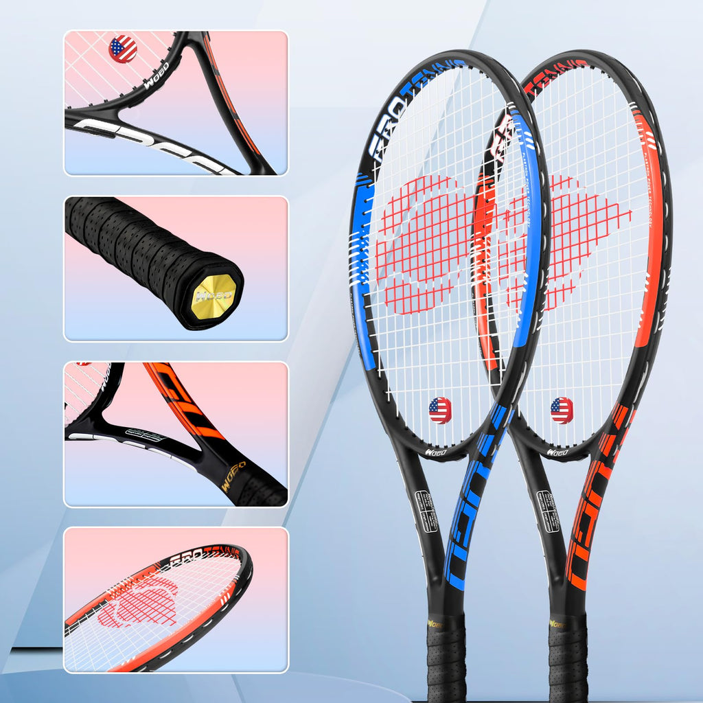 Adult 2 Player Tennis Racket Perfect for Beginner and Professional Players, 27” Speed Tennis Racquet Include Tennis Balls, Overgrips, Tennis Bag, Vibration Dampe, Cover