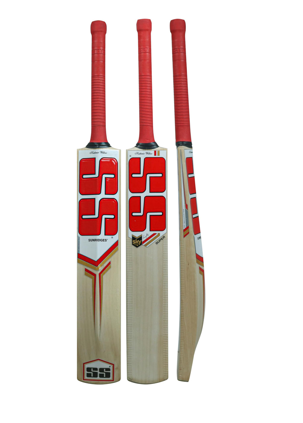 SS Sunridges Sky Super Premium Cricket Kashmir Willow Leather Ball Cricket Bat - Adult Size - Short Handle (Bat Cover Included)