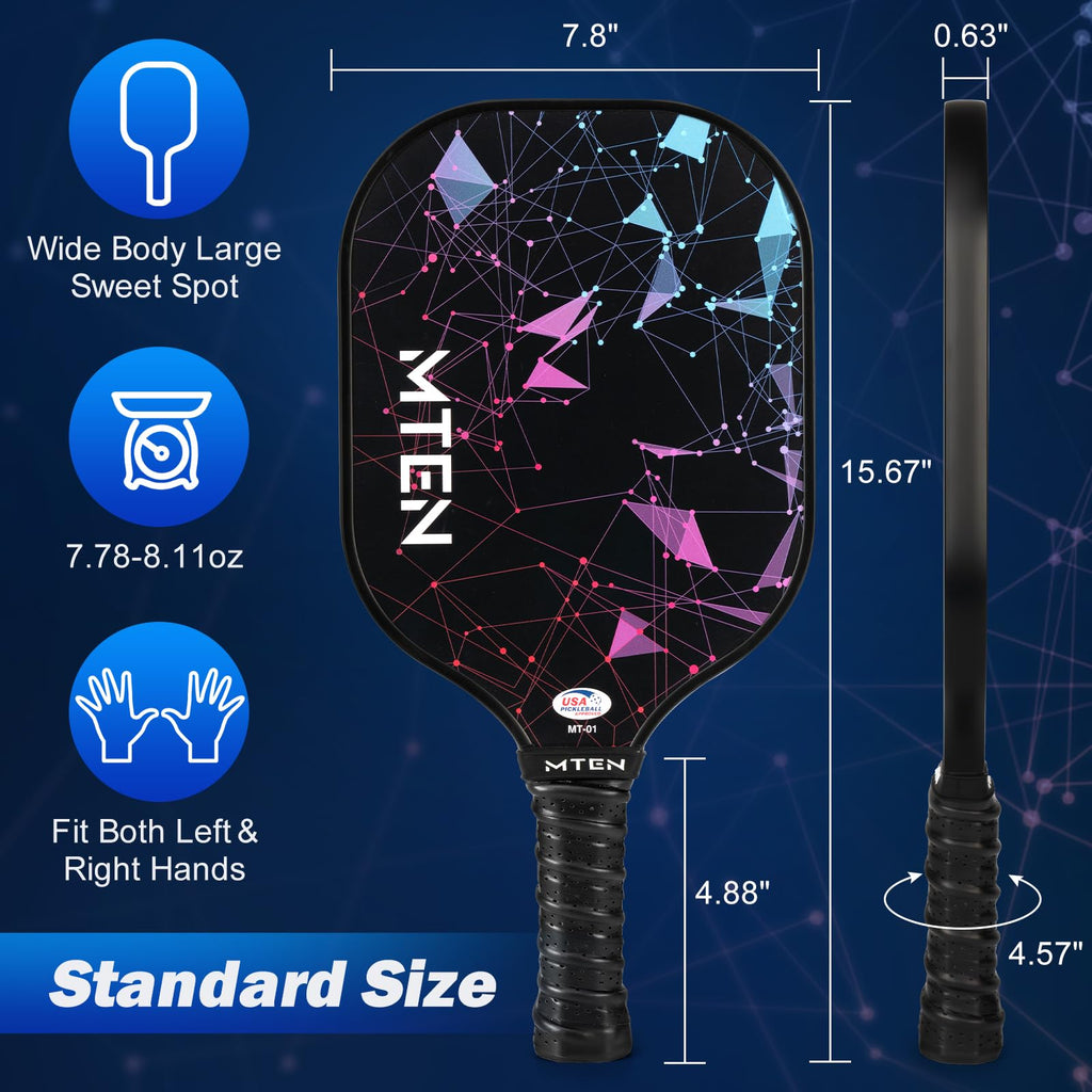 MTEN Pickleball Paddles Set of 2, USAPA Approved Fiberglass Set