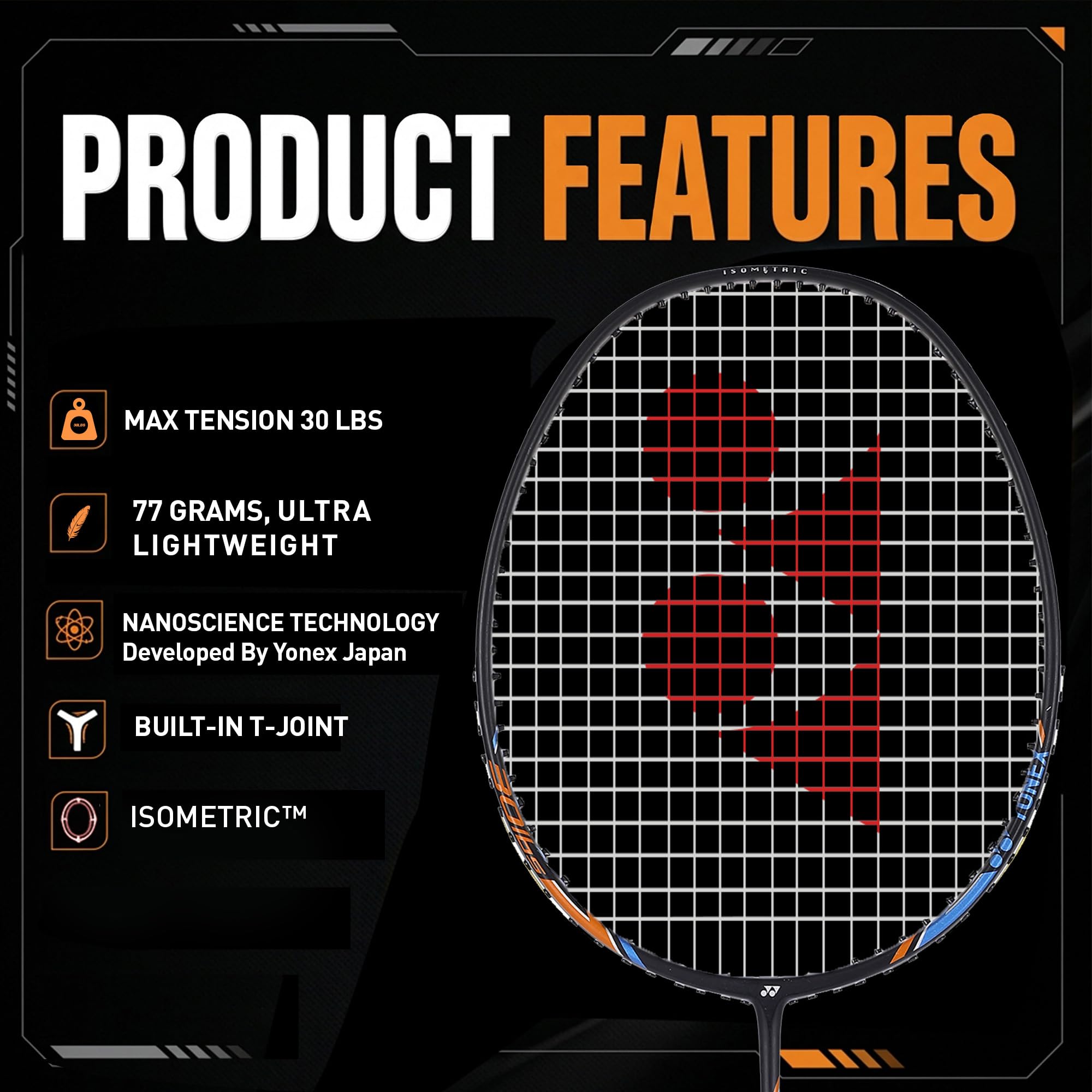 YONEX Nanoray Light 18i Graphite Badminton Racquet (Black)