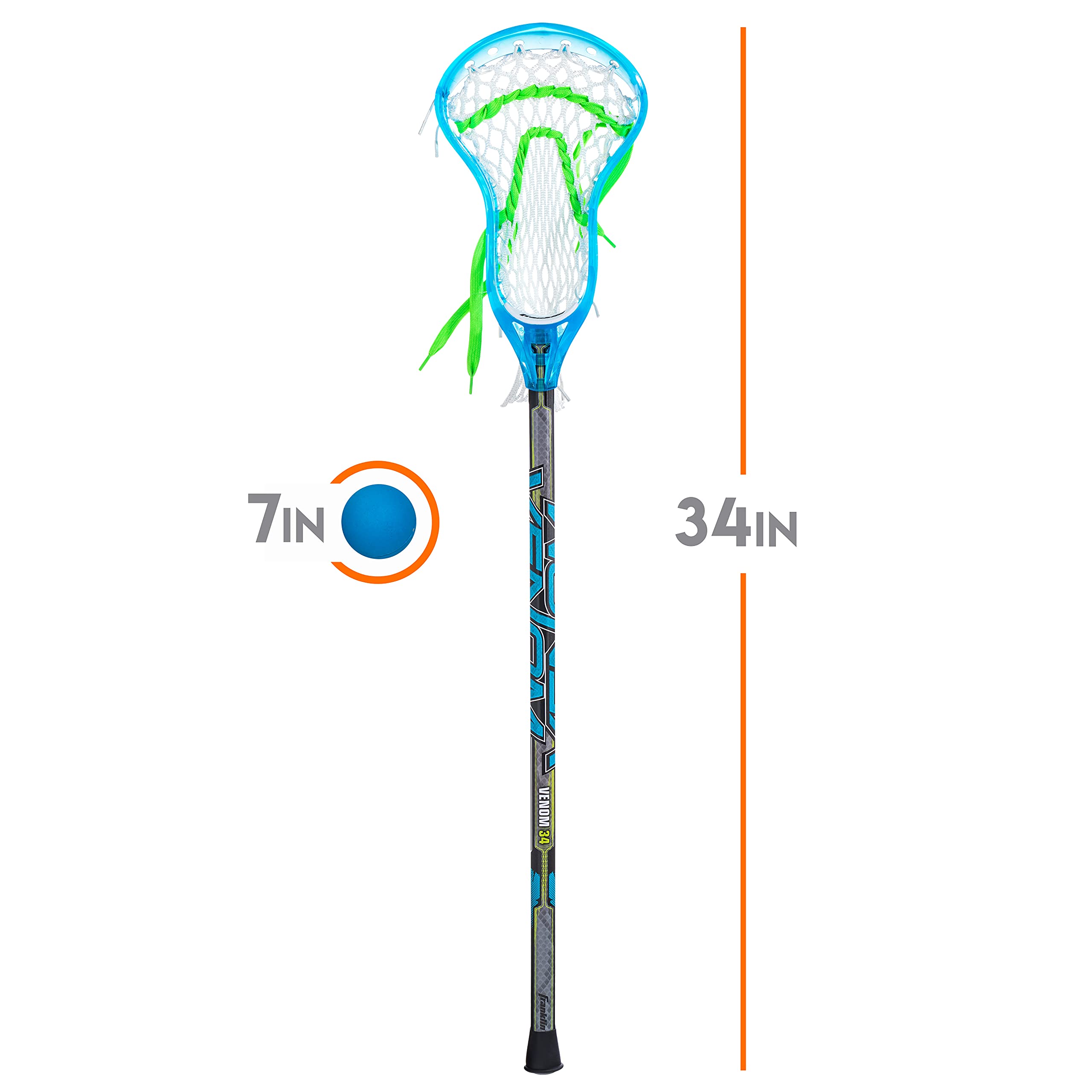 Franklin Sports Venom Youth Mini Lacrosse Stick + Ball Set - 34" - Blue
