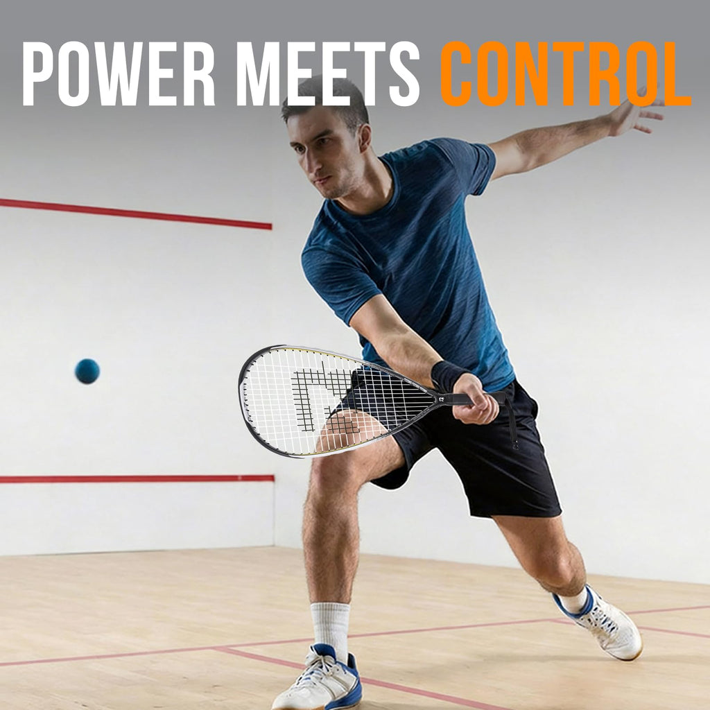 BatZoom Racquetball Racket with Cover, One-Piece Construction and Lightweight Design for Enhanced Control & Power - Perfect for Beginners and Intermediate Players