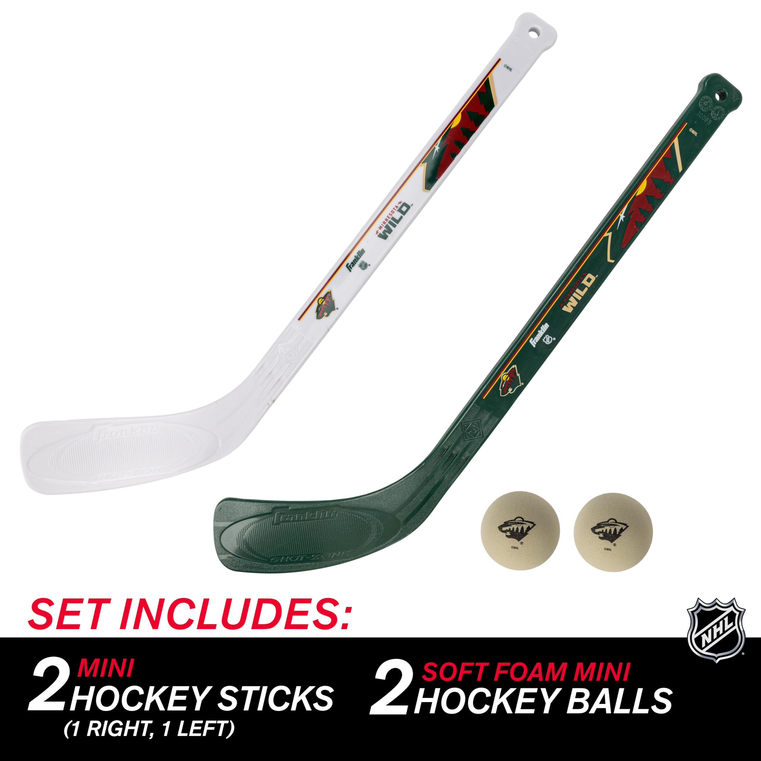Franklin Sports NHL Minnesota Wild Mini Hockey 2 Piece Player Stick Set