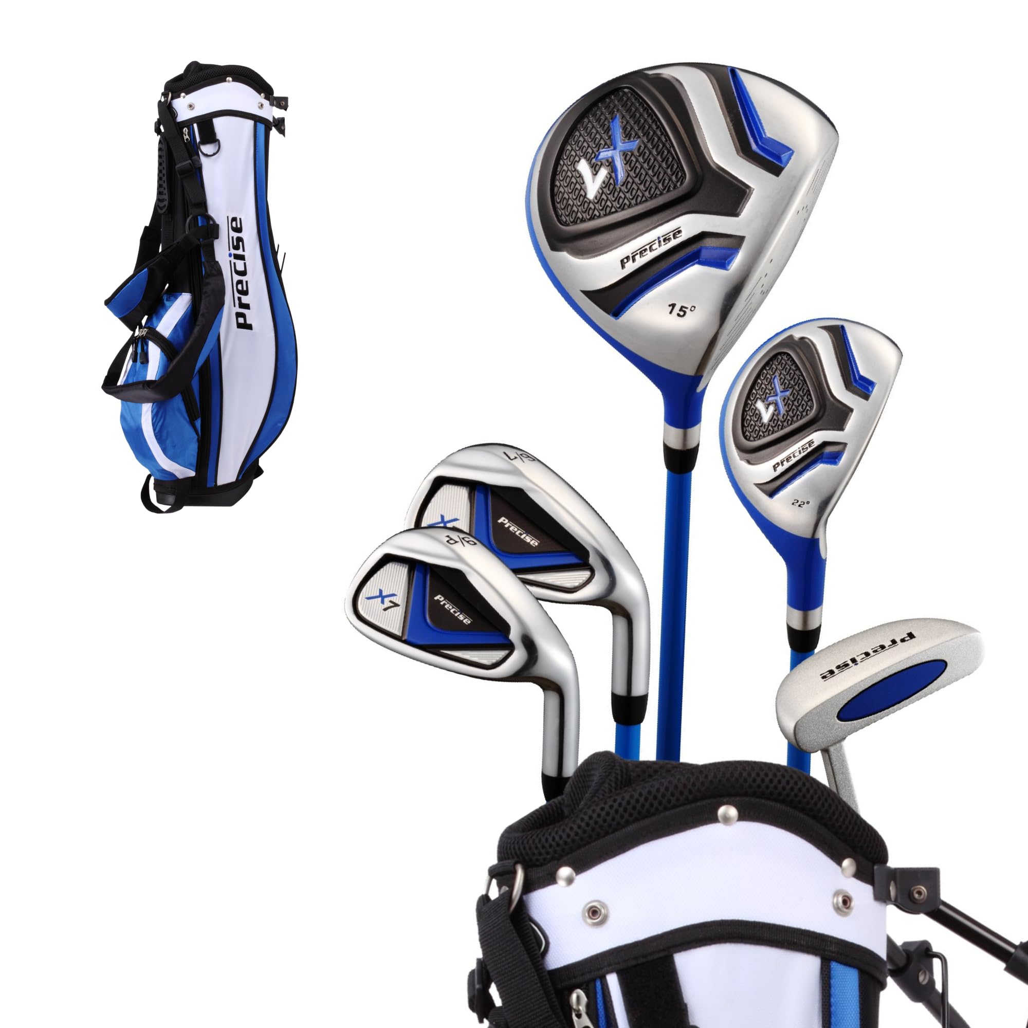 Precise X7 - Kids Complete Golf Club Set - Blue Ages 9-12, Right Hand