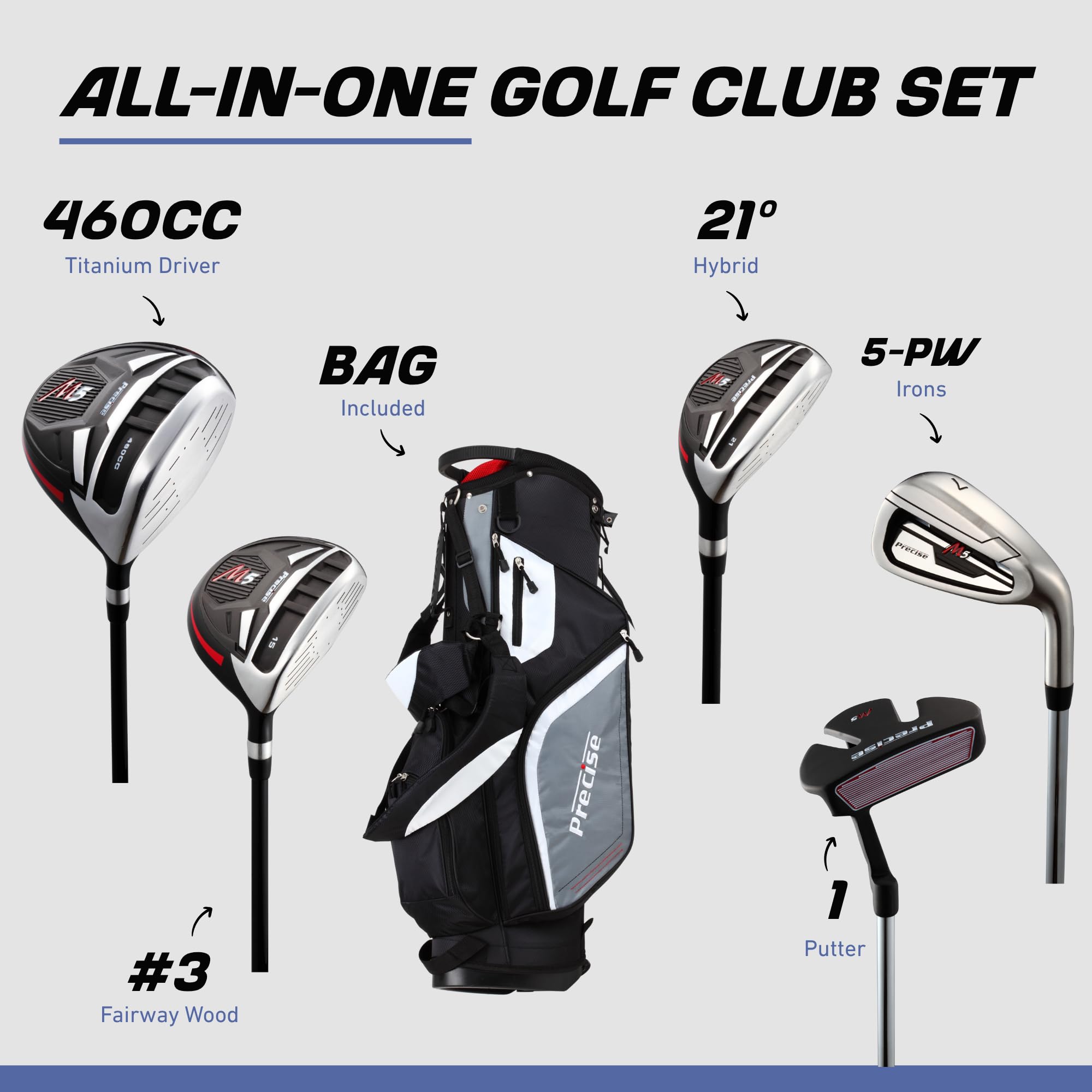 Precise M5 - Men's Complete Golf Club Set - Right Hand