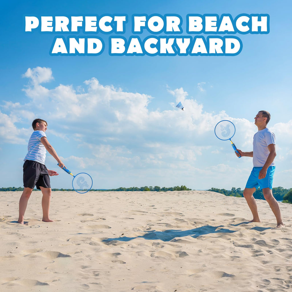 Kids Badminton Rackets Set with Soft Grip, Oversize & Lightweight Racquet