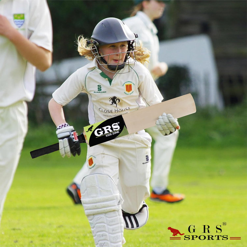 GRS Super Kids Zone Popular English Willow Cricket Bat with Wicket Set & 1 Tennis Ball for Kids (Size 3, Age 6-10 Years)
