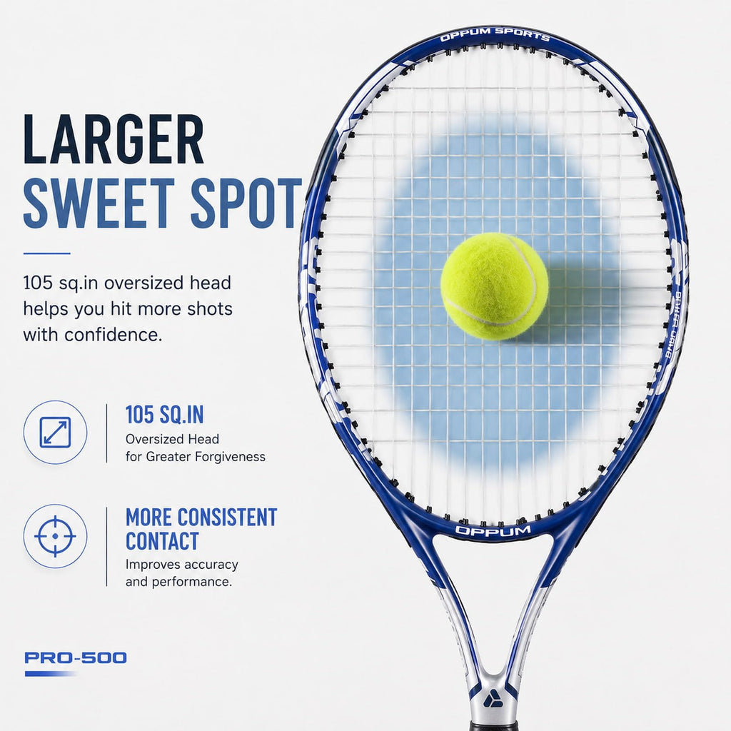 OPPUM Adult Tennis Racket Set of 2, 27 Inch Pre-Strung for Beginners