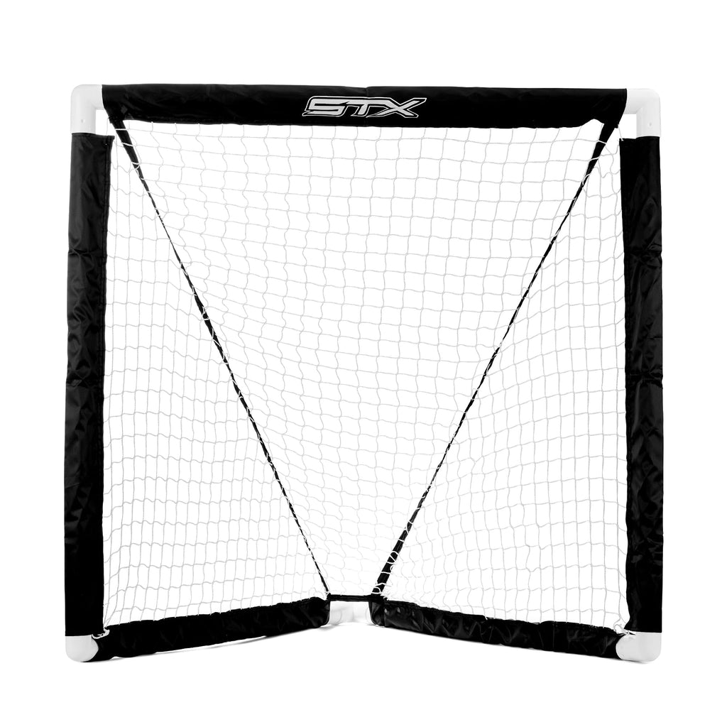 STX FiddleSTX Three Player Game Set with Two Field Player Sticks One Goalie Stick Mini Goal and Balls , White/Grey