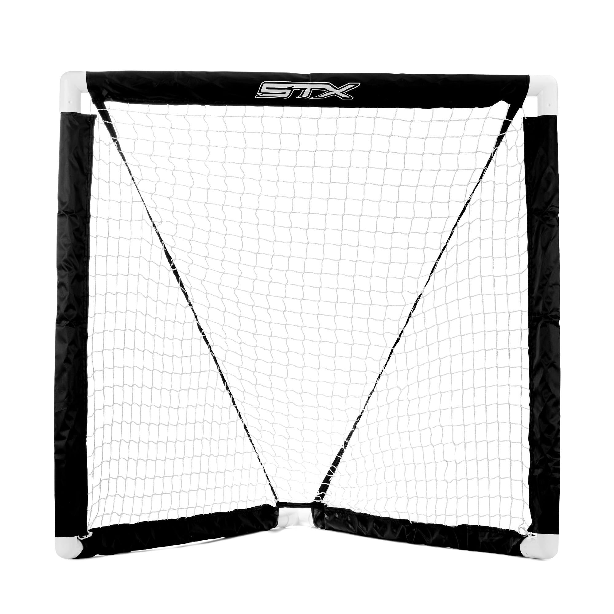 STX FiddleSTX Three Player Game Set with Two Field Player Sticks One Goalie Stick Mini Goal and Balls , White/Grey