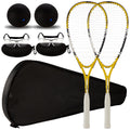 Conderyang 2 Pack Beginner Squash Racquet Set Includes Racquets with Racket Bags Anti Fog Goggles Cases Blue Dot Ball Indoor Gym Sports for Beginners Novice Training Recreational Play (Yellow)